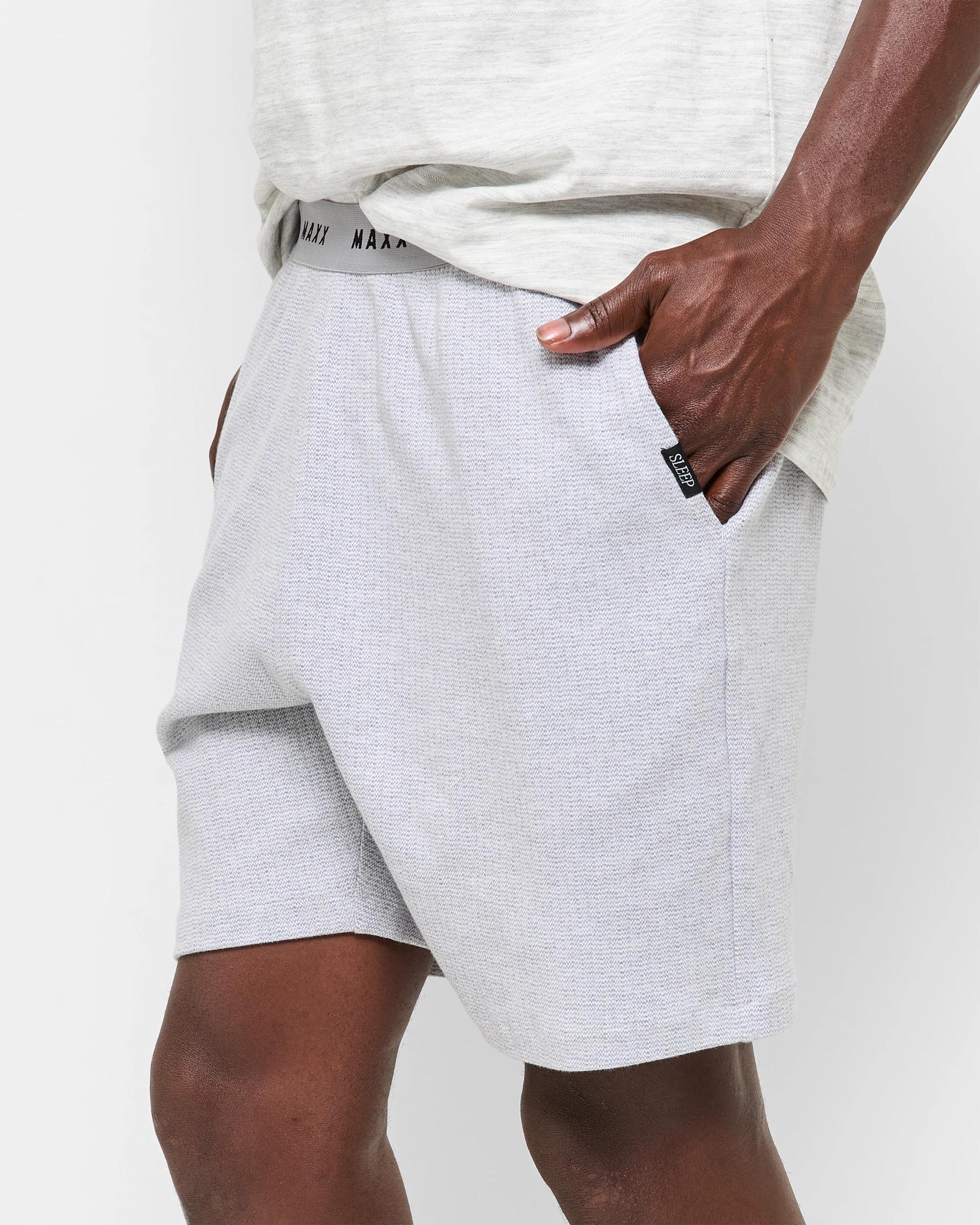 3 Australian Cotton Blend Men's Sleep Jersey Shorts - Maxx GREY MARLE, 3 of 5