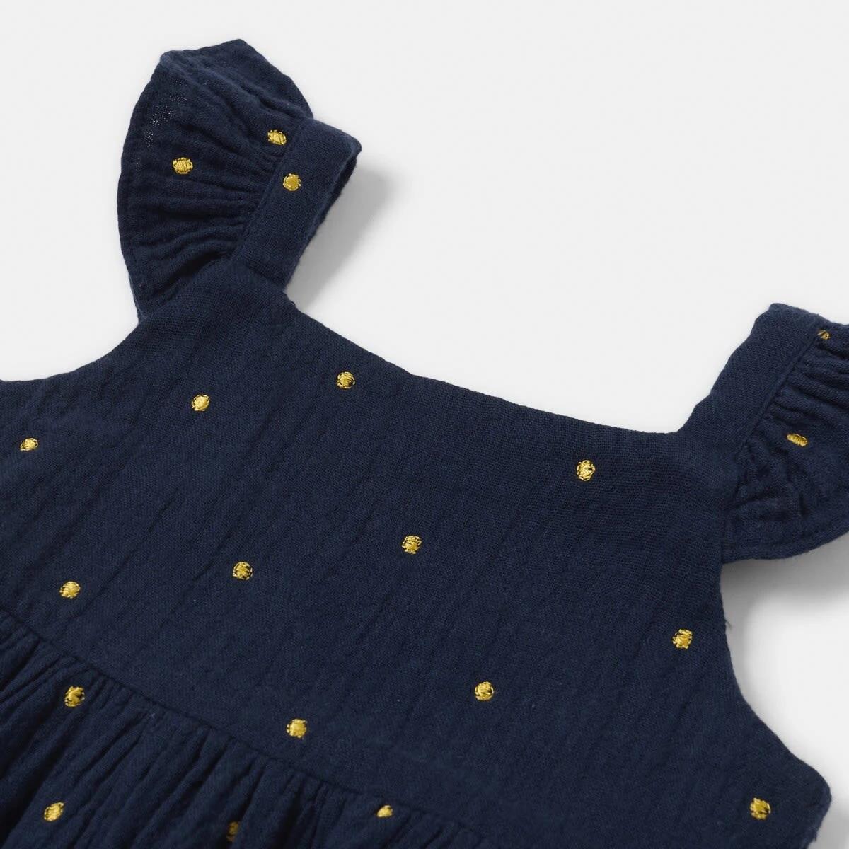 6 Tiered Dress Navy Dots, 6 of 7