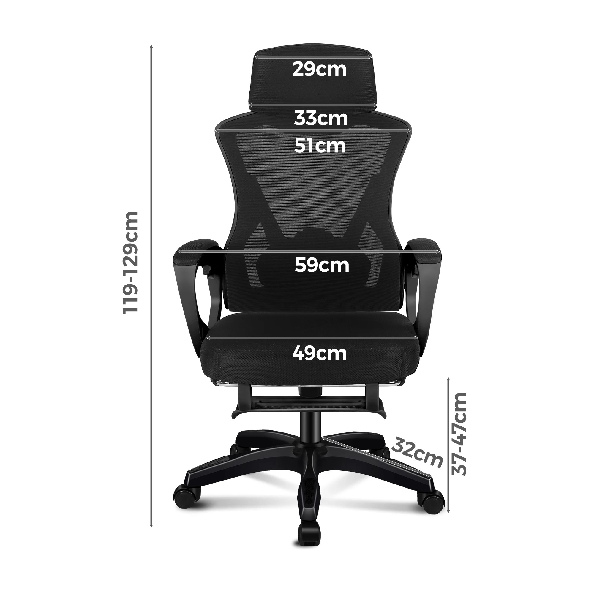 6 Alfordson Mesh Office Chair Racing Executive Computer Fabric Seat Recliner Work - Black, 6 of 10