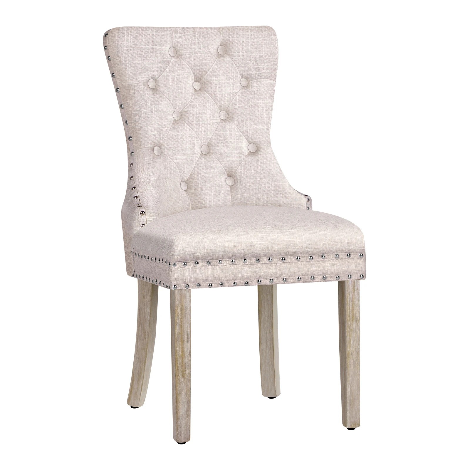 4 Alfordson 4x Dining Chairs Kitchen Lounge Padded Diamond Tufted Fabric - Beige, 4 of 4