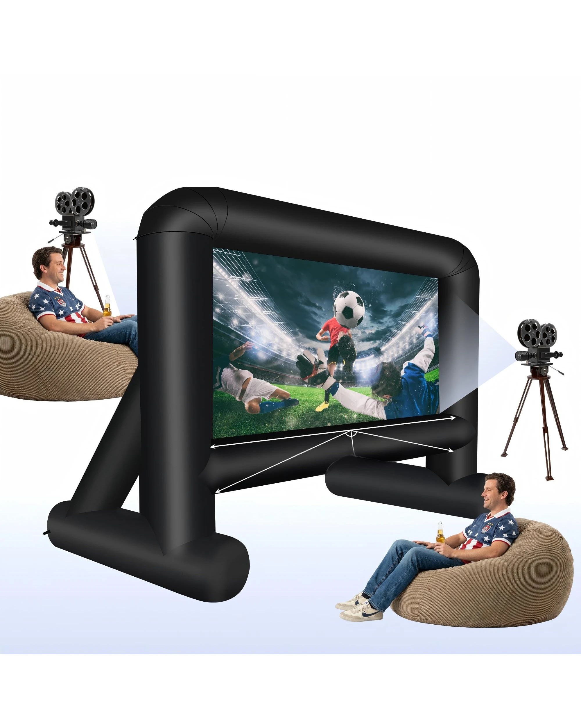 3 Advwin 20ft Inflatable Movie Screen Outdoor Projector Screen with Blower Storage Bag Stakes - Black, 3 of 7