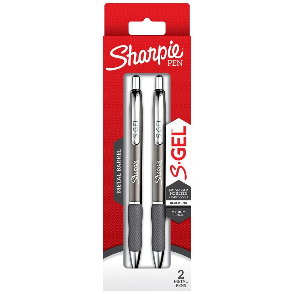 1 Sharpie S-Gel Metal Retractable Gel Pens 0.7mm Black 2 Pack, 1 of 5