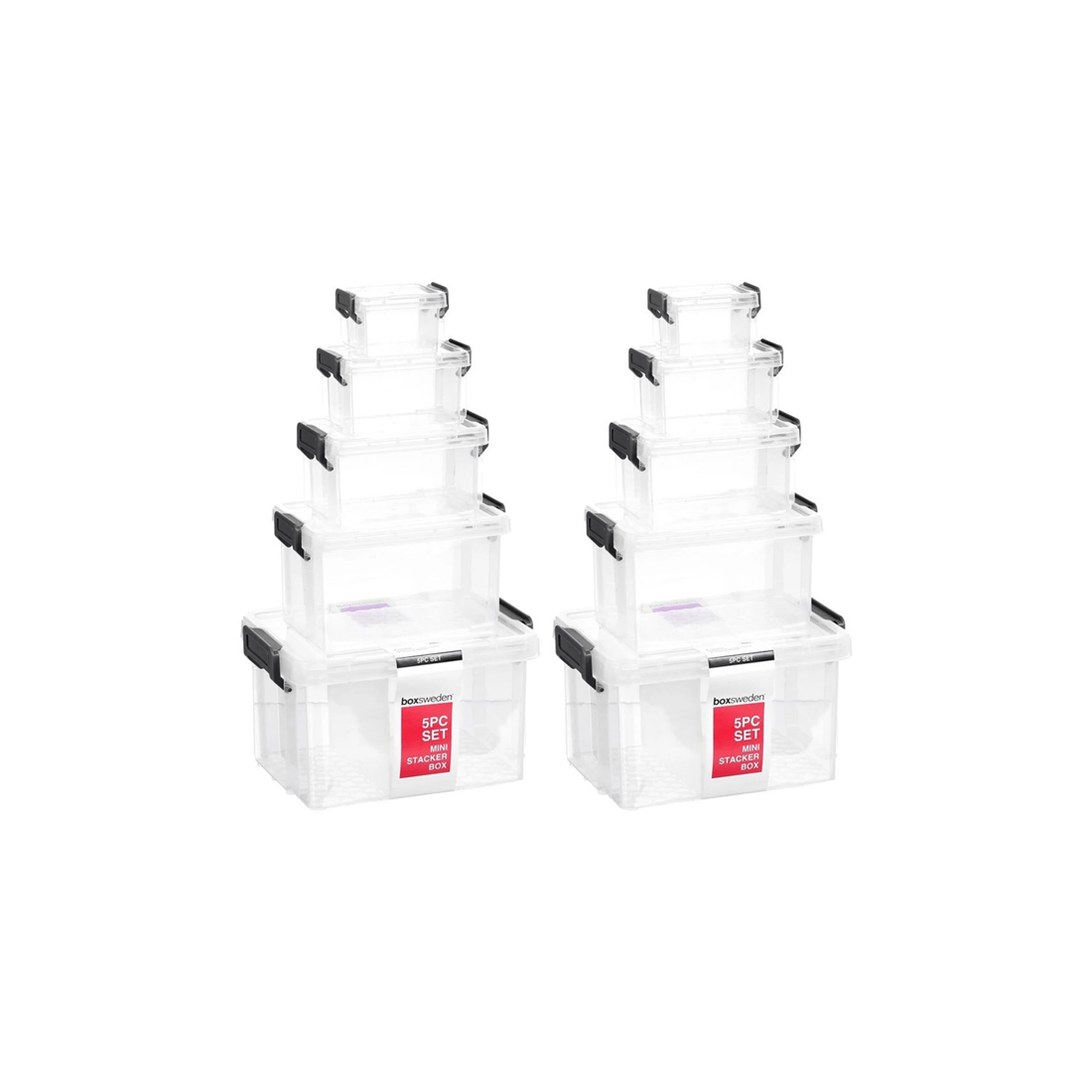 1 Boxsweden Mini Stacker Box Set 5Pc 2PK Stackable Storage Container Set
 - plain, 1 of 5
