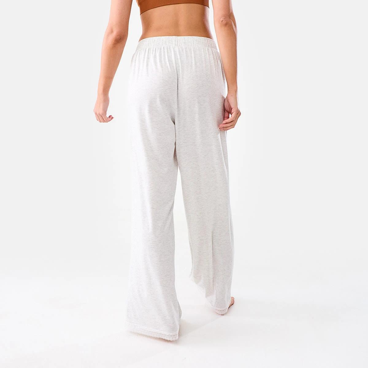 3 Lace Trim Wide Leg Comfort Pants Wht Marle, 3 of 4