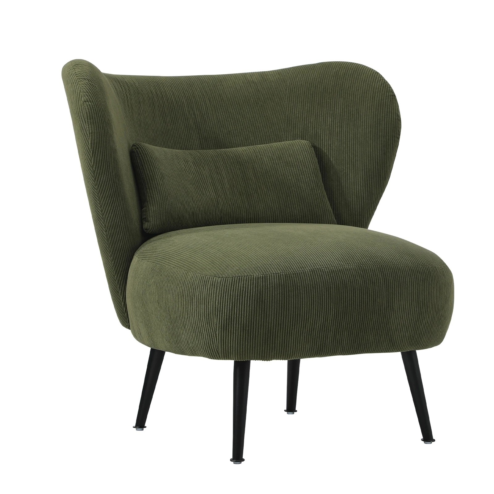 6 Oikiture Armchair Lounge Chair With Lumbar Pillow Wingback Velvet
 - Green, 6 of 10