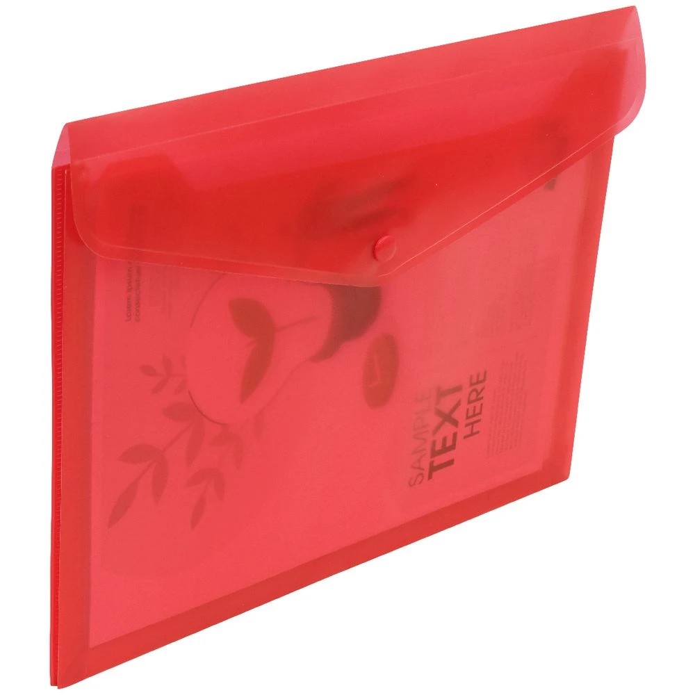 5 J.Burrows A4 Button Document Wallet Red, 5 of 5