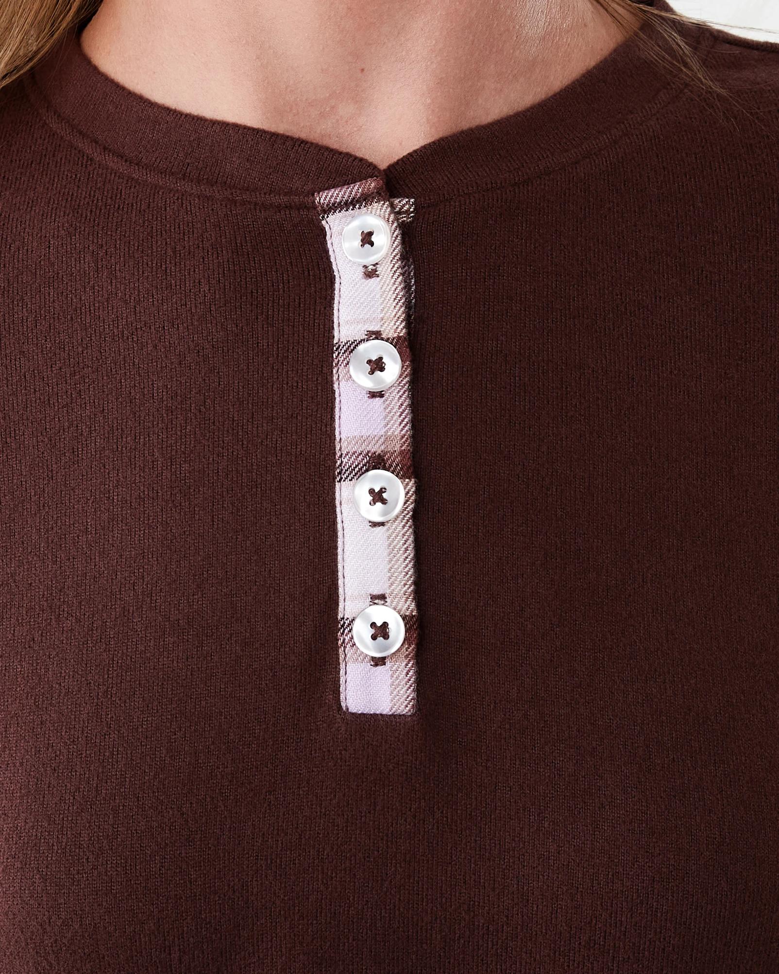 5 Supersoft Henley Top and Flannel Pants Pyjama Set Chk Bwn, 5 of 8