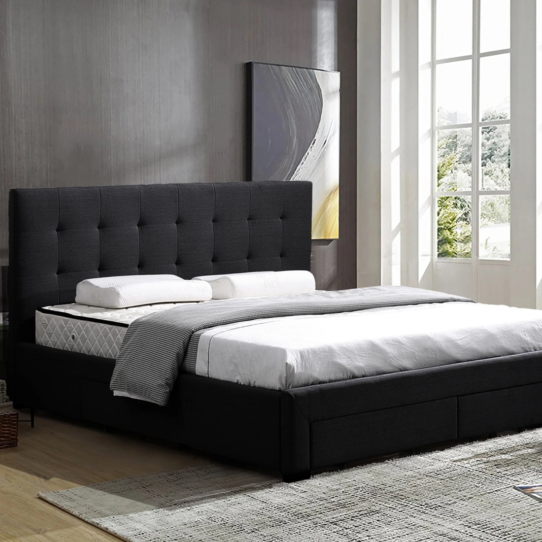 7 Levede Queen Dark Grey Storage Bed Frame, 7 of 8