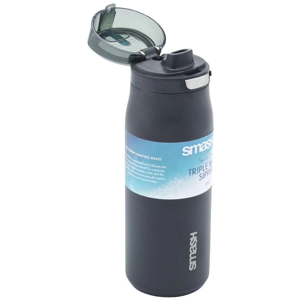 2 Smash Blue Triple Wall Sipper 650mL Black, 2 of 4