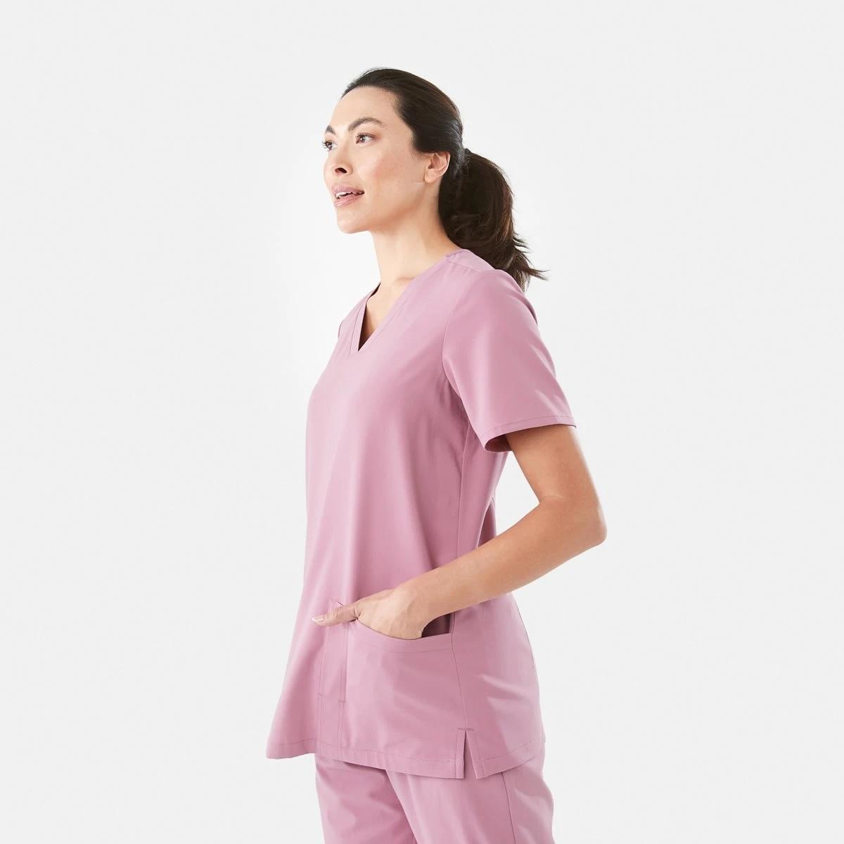 2 Work Short Sleeve Scrub Top Pnk Rose, 2 of 8