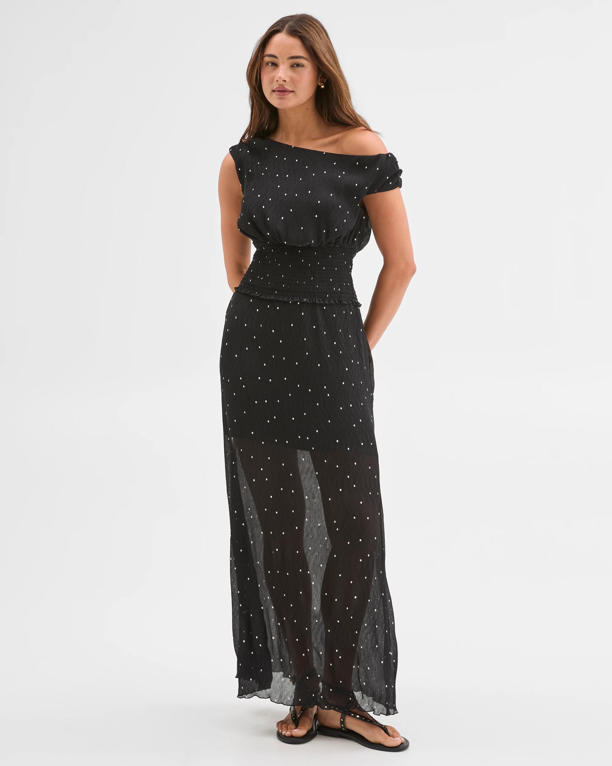 2 Lily Loves Off Shoulder Textured Top BLACK, 2 of 6