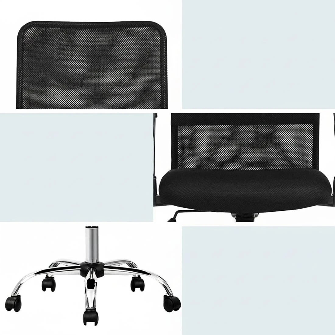 6 Artiss 2x Mesh Office Chair Mid Back - Black, 6 of 6