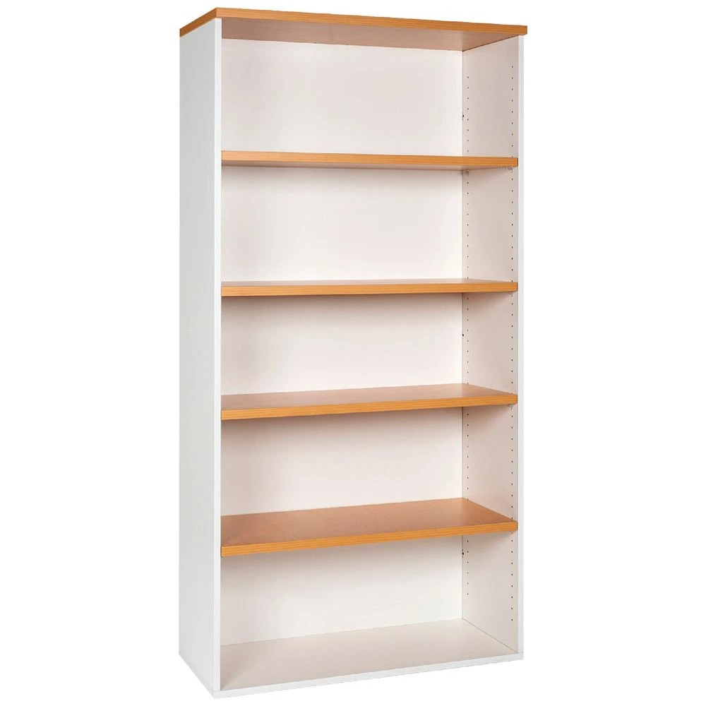 1 Velocity 1800mm Bookcase Golden Beech and White Shelves Home Office Storage, 1 of 4