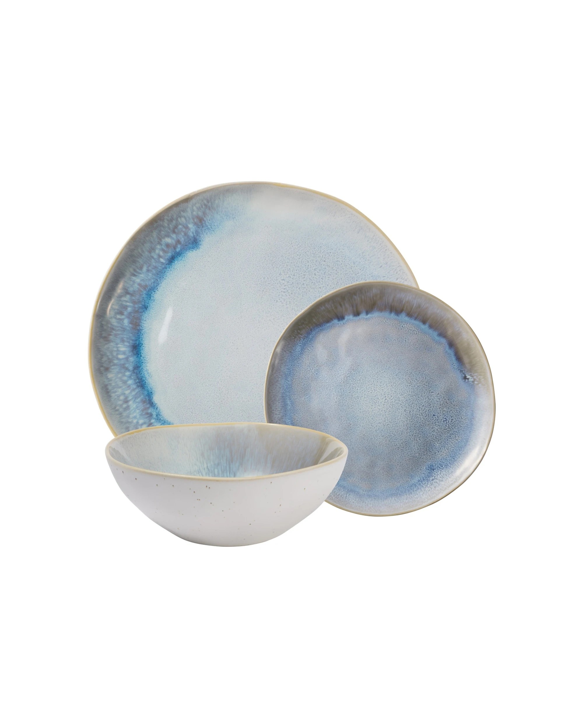 1 Maxwell & Williams 12pc Durable Stoneware Lunara Coupe Dinner Set - Blue, 1 of 5