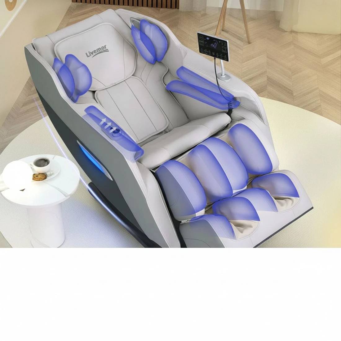 4 Livemor Massage Chair Electric Recliner Home Massager Brisa - Grey, 4 of 6