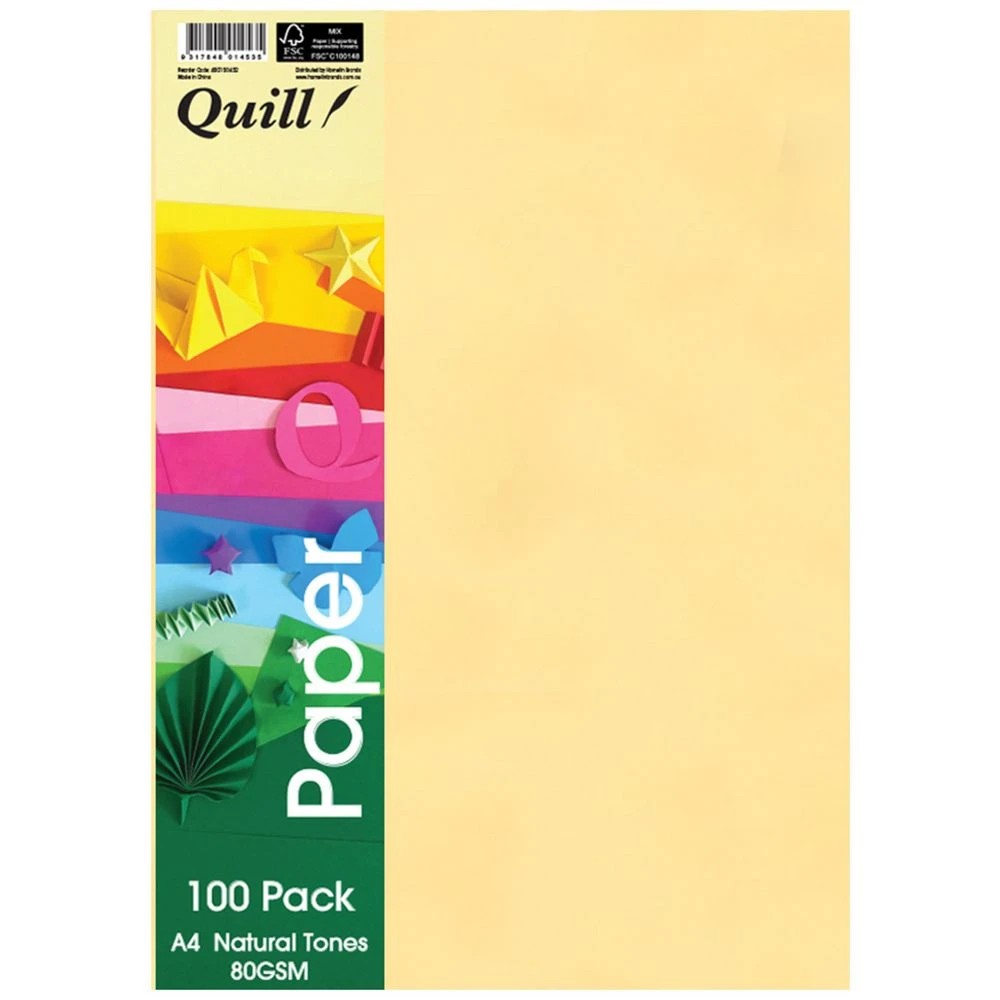 1 Quill Paper Natural Tones Assorted A4 80gsm 100 Pack, 1 of 3