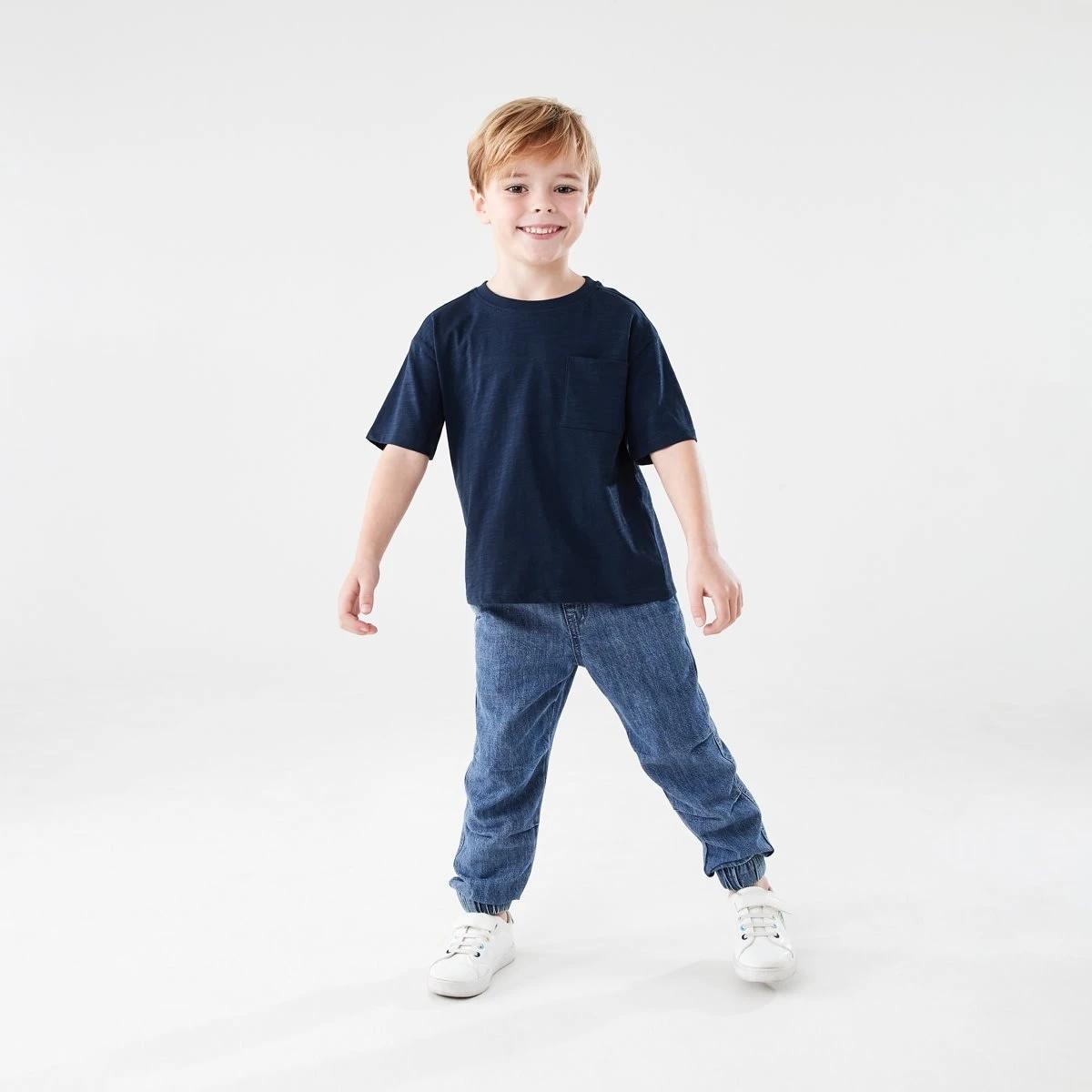 5 Plain Cotton T-shirt DRESS BLUE, 5 of 6