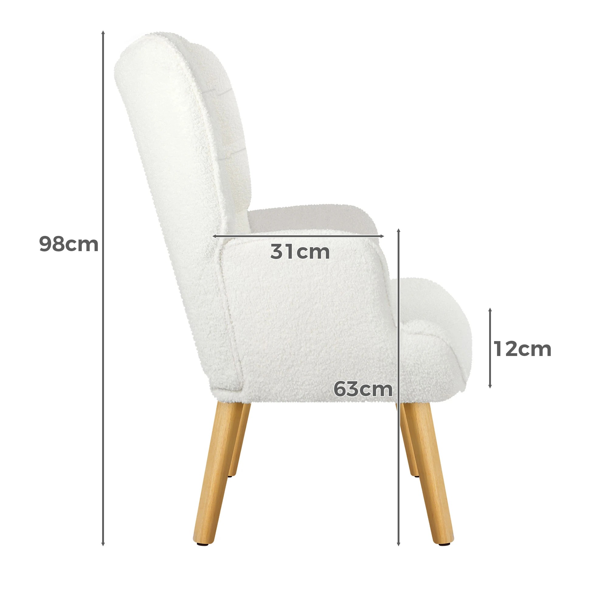 7 Alfordson Armchair Lounge Chair Featherston Replica Accent Chair Boucle - White, 7 of 10
