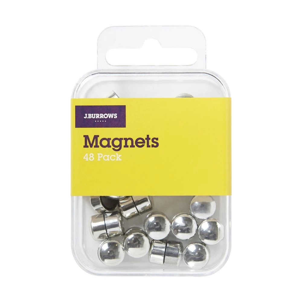 3 J.Burrows Round Magnets Silver 48 Pack, 3 of 3