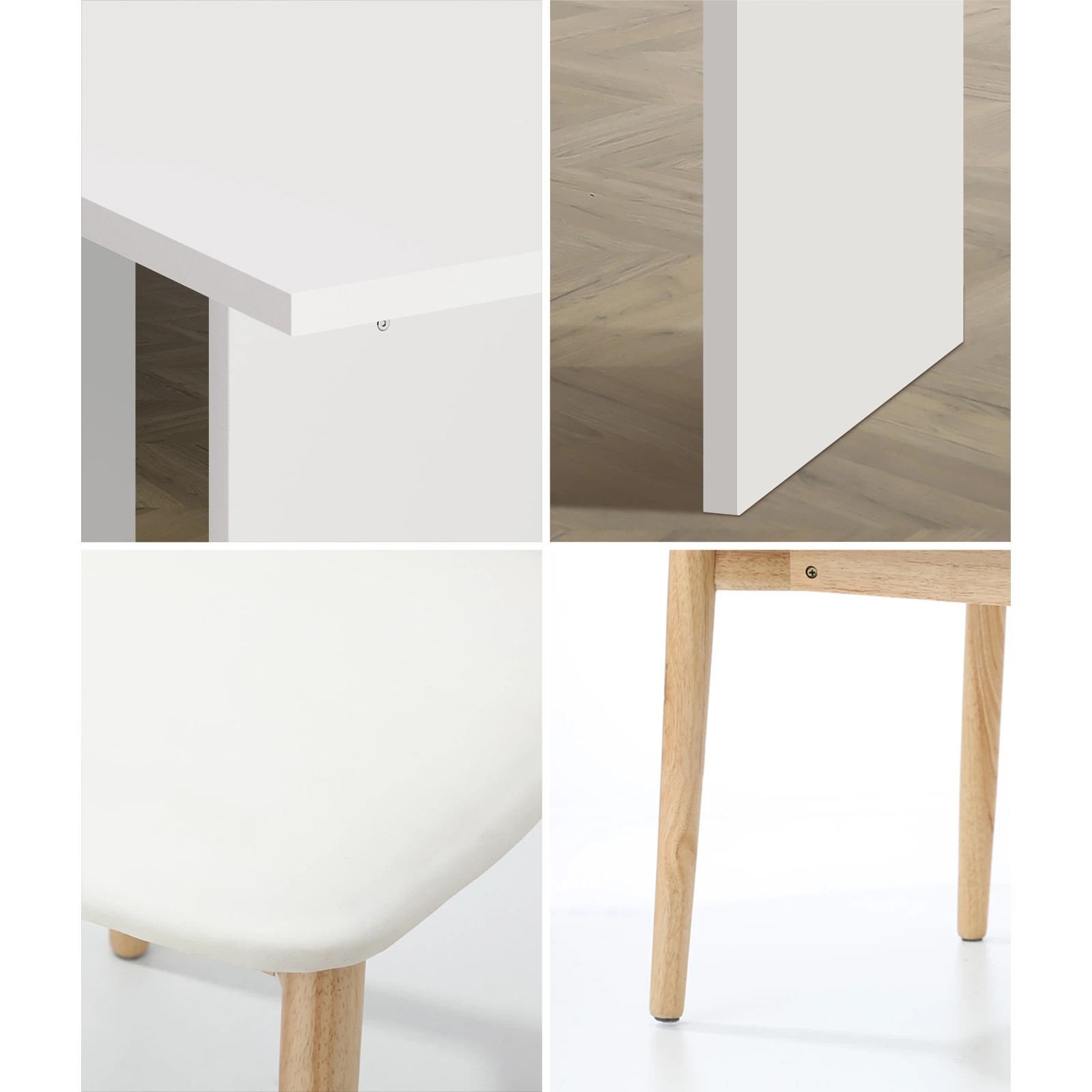 4 Oikiture 4-Seater Dining Table and Chairs Wooden Furniture Set - Natural, 4 of 9