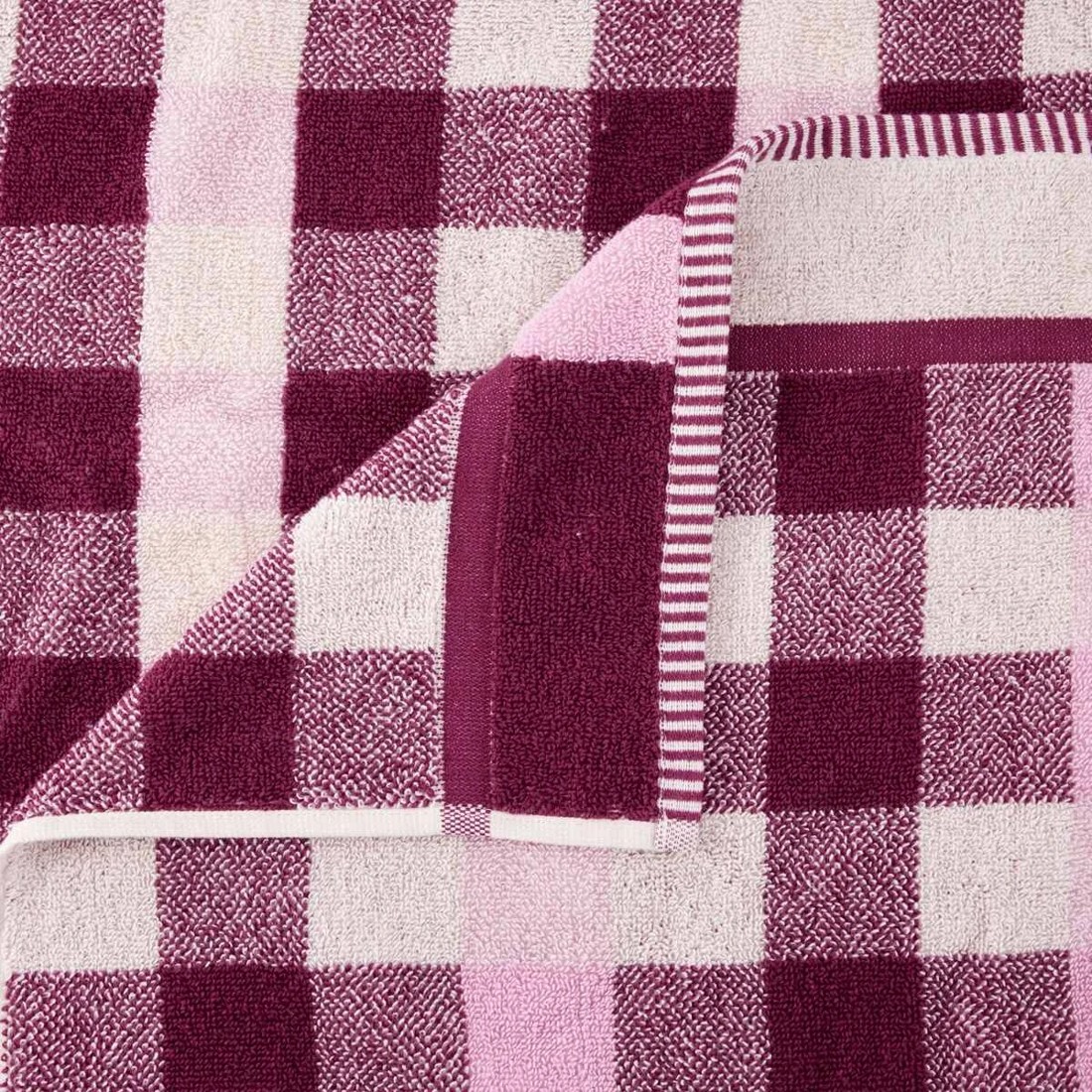 2 Cotton Check Bath Towel - Pink, 2 of 5