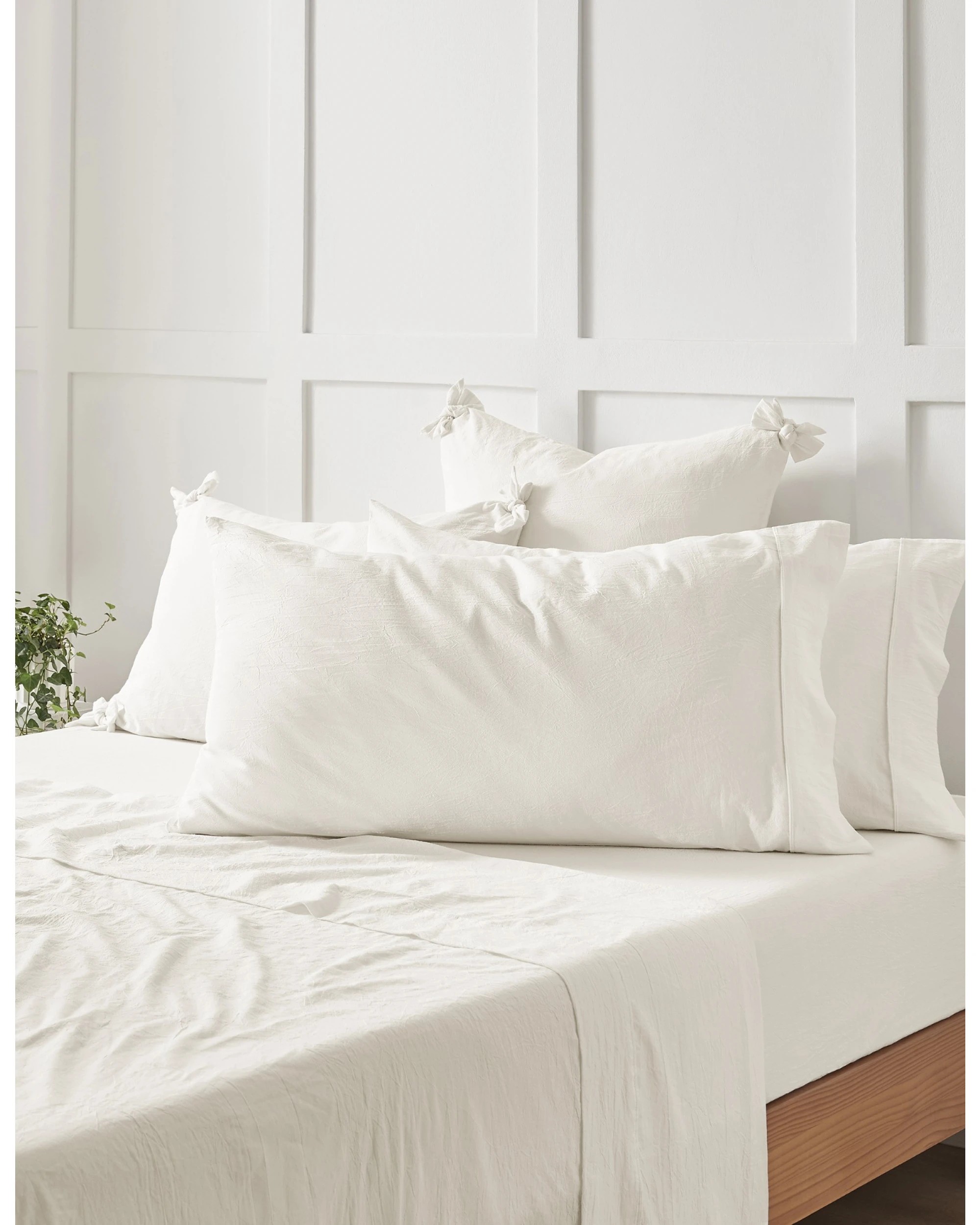 2 Dreamaker Bonnie Washed Cotton King Pillowcase Twin Pack 50x90cm - White, 2 of 6