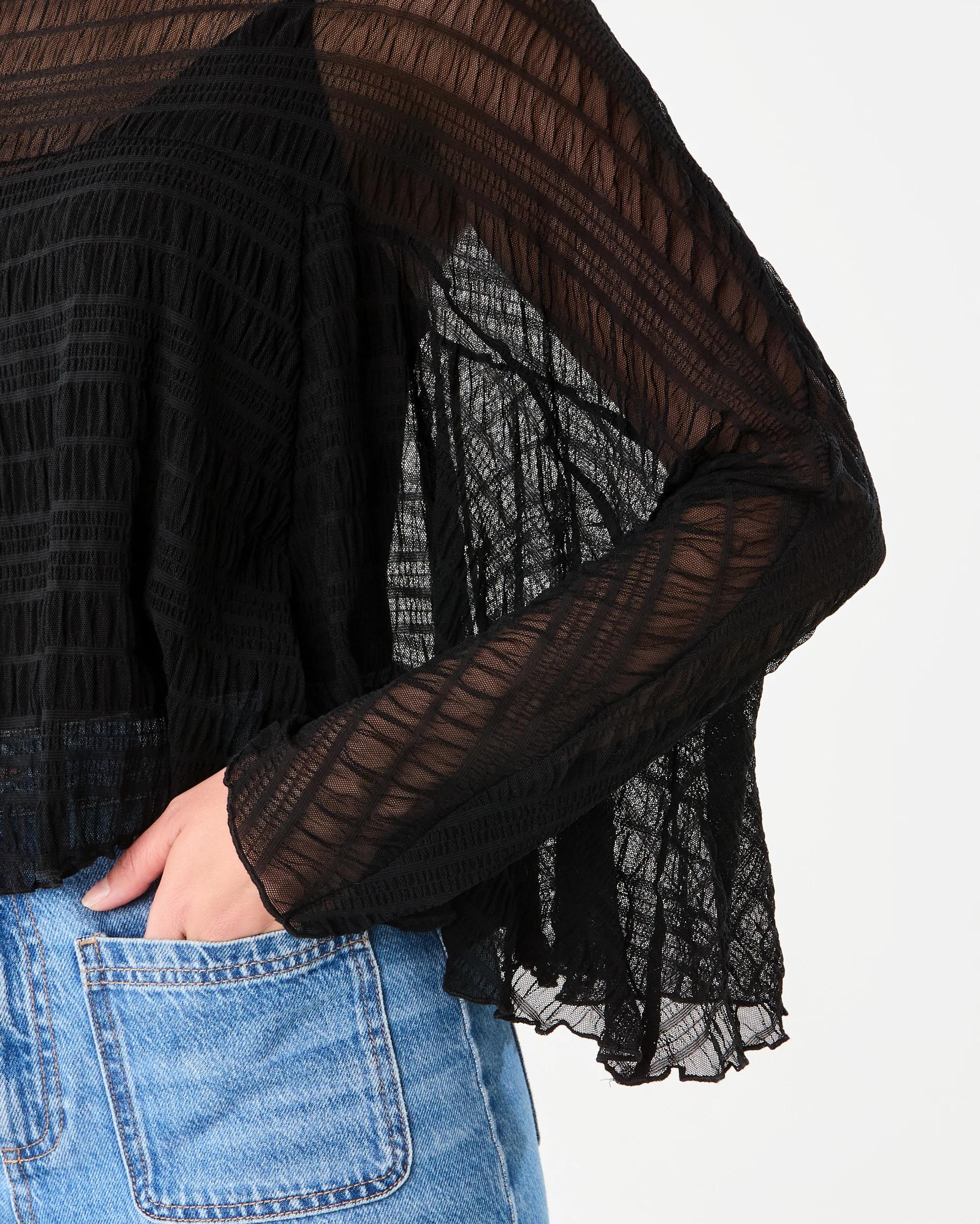 6 Long Sleeve Cape Top Black, 6 of 6