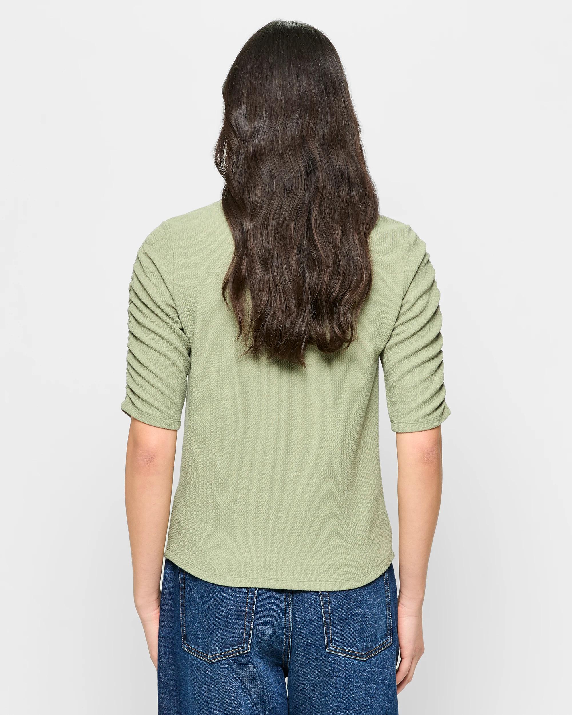 4 Target Ruched Sleeve Textured Top SPRING SAGE, 4 of 5