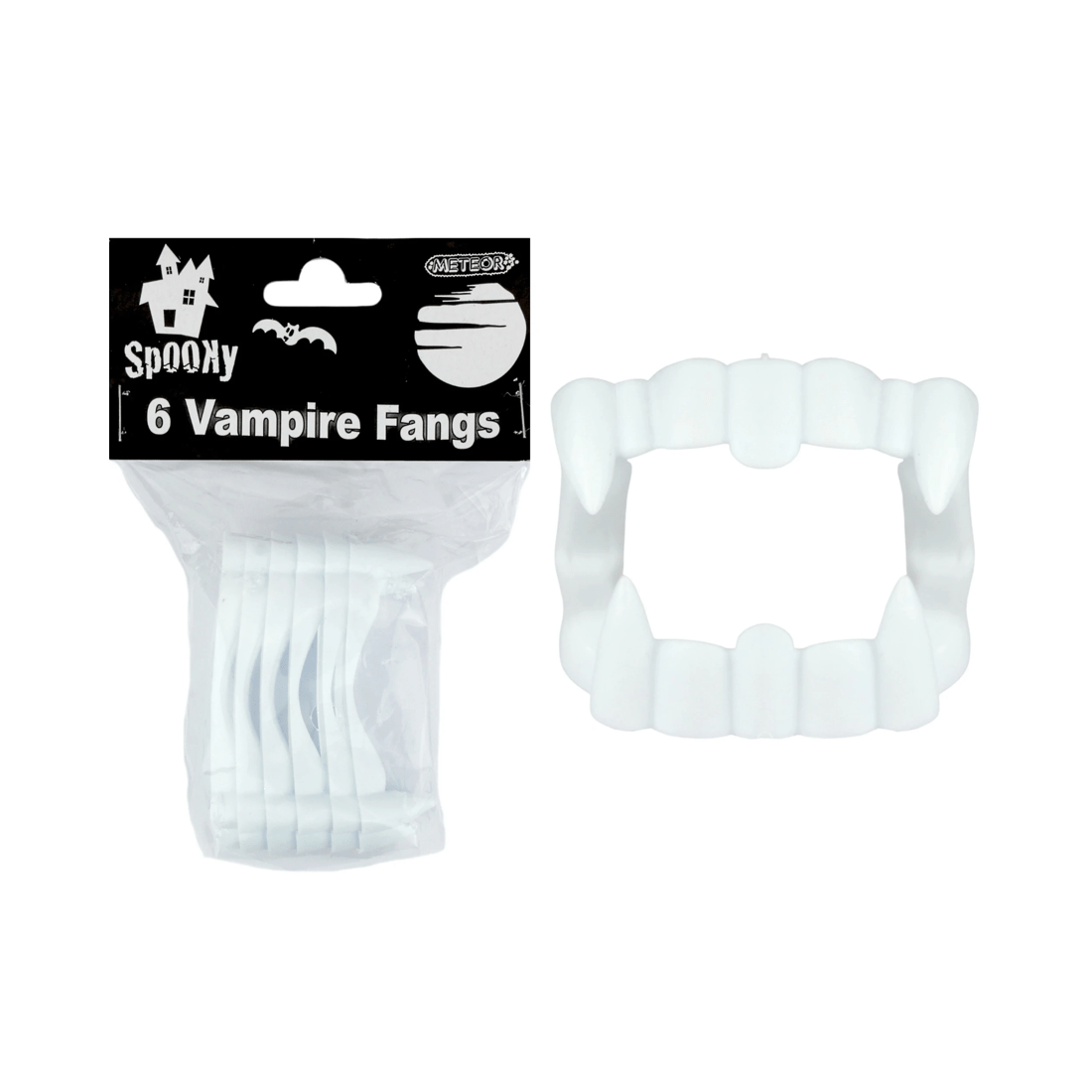 1 Meteor White Plastic Vampire Fangs Pack of 6, 1 of 3