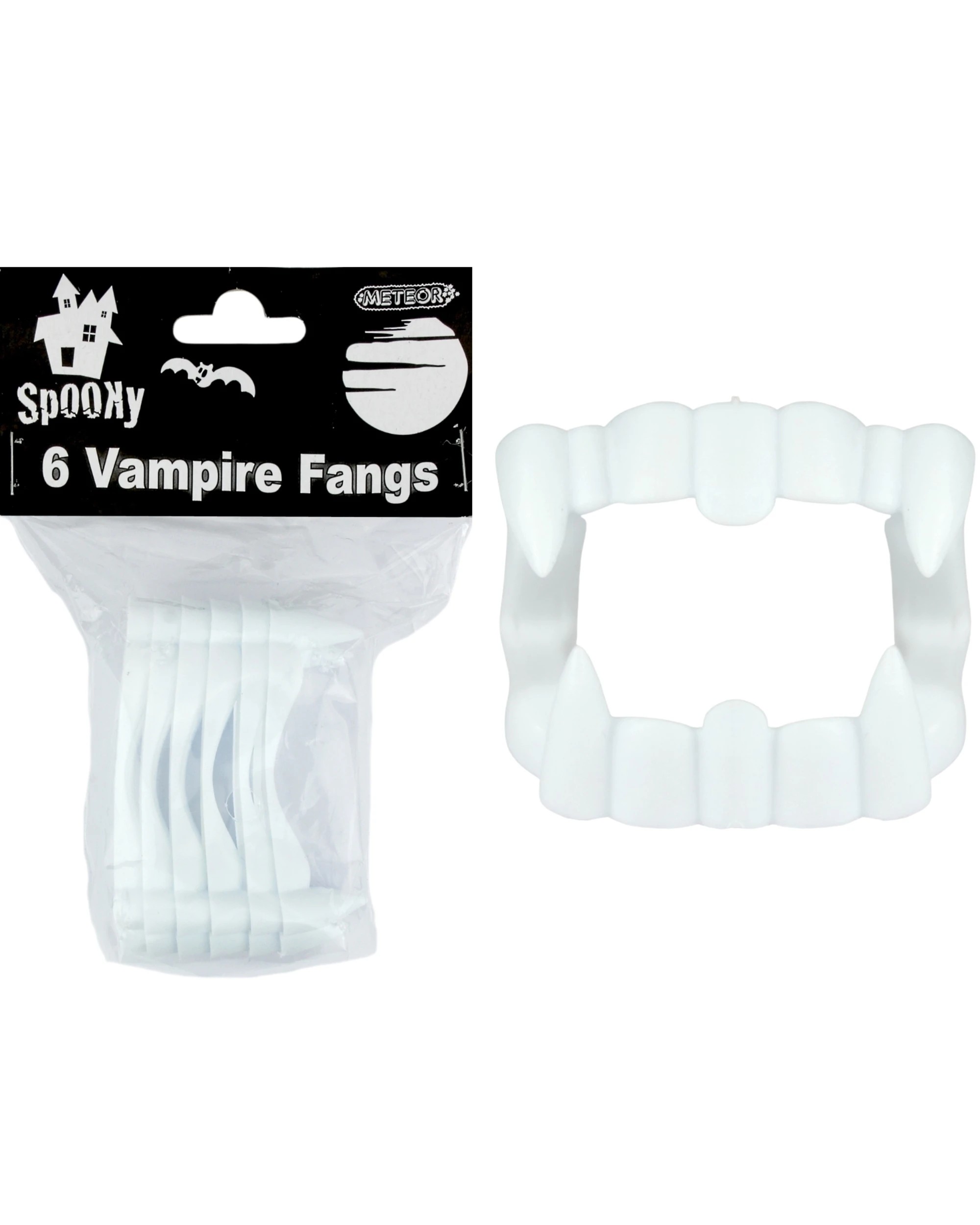 1 Unique White Plastic Vampire Fangs Pack of 6, 1 of 3
