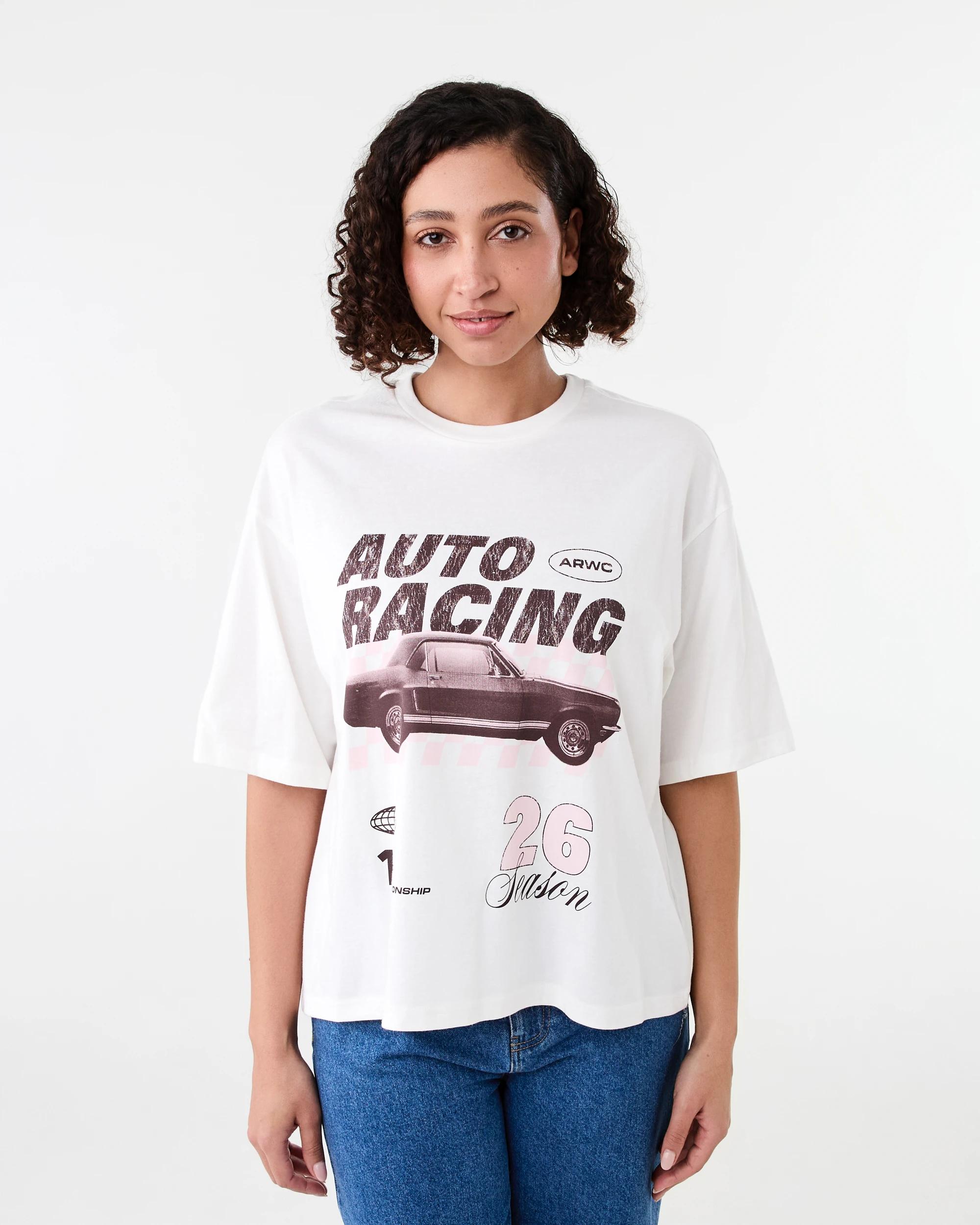 1 Short Sleeve Oversized Chopped Print T-shirt Racing, 1 of 6