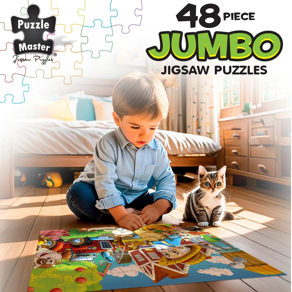 2 Puzzle Master 48 Piece Jumbo Puzzles Feeding Time, 2 of 7