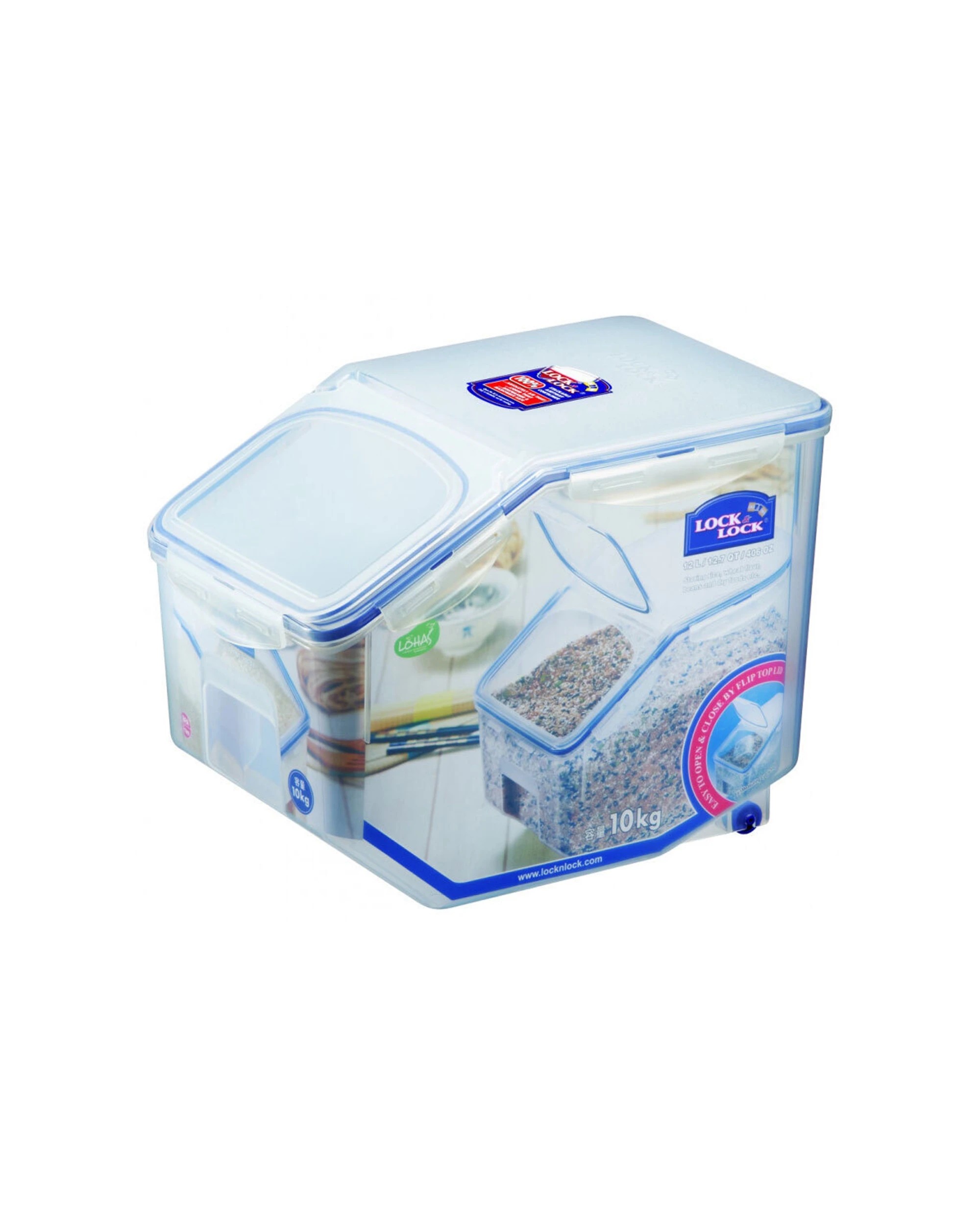 2 Locknlock Plastic Rice Case 12l Container/storage Food Organiser W/ Cup Clear - Clear, 2 of 2