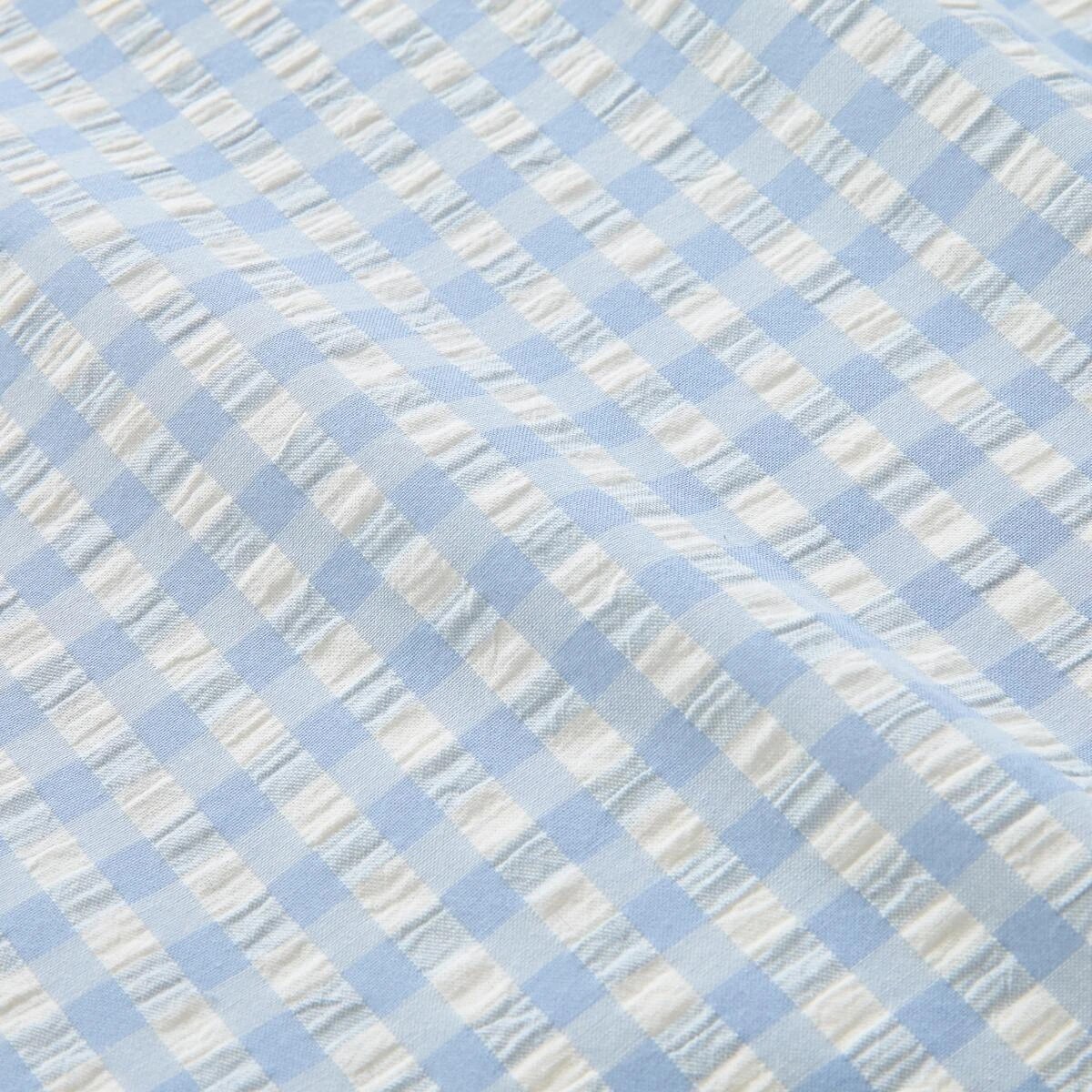 4 Gingham Ruffle Reversible Cotton Quilt Cover Set - Queen Bed, Blue, 4 of 7