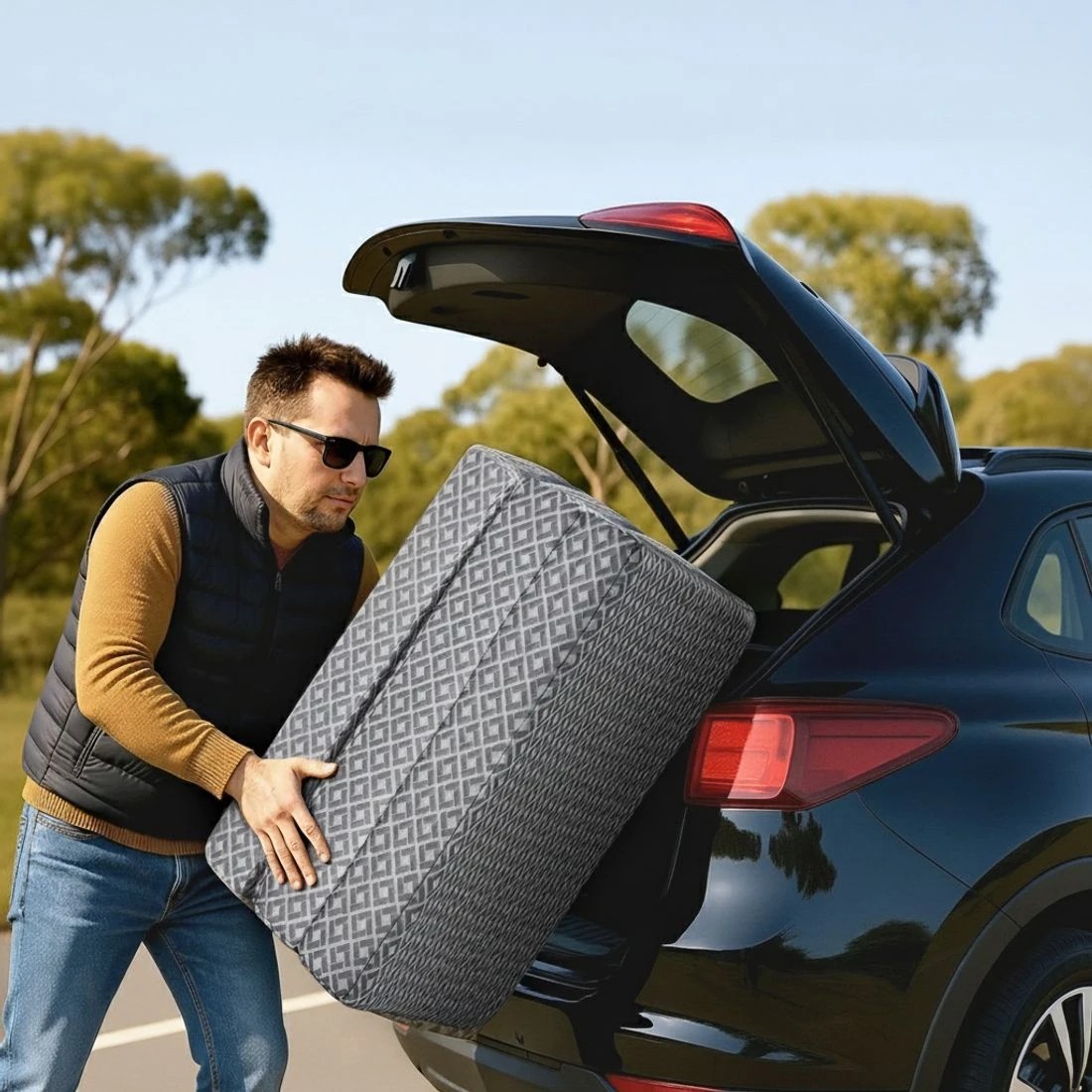 8 Giselle Foldable Mattress Folding Sofa Bed Trifold Memory Foam Camping Cushion Mat - Single Bed - Grey, 8 of 10