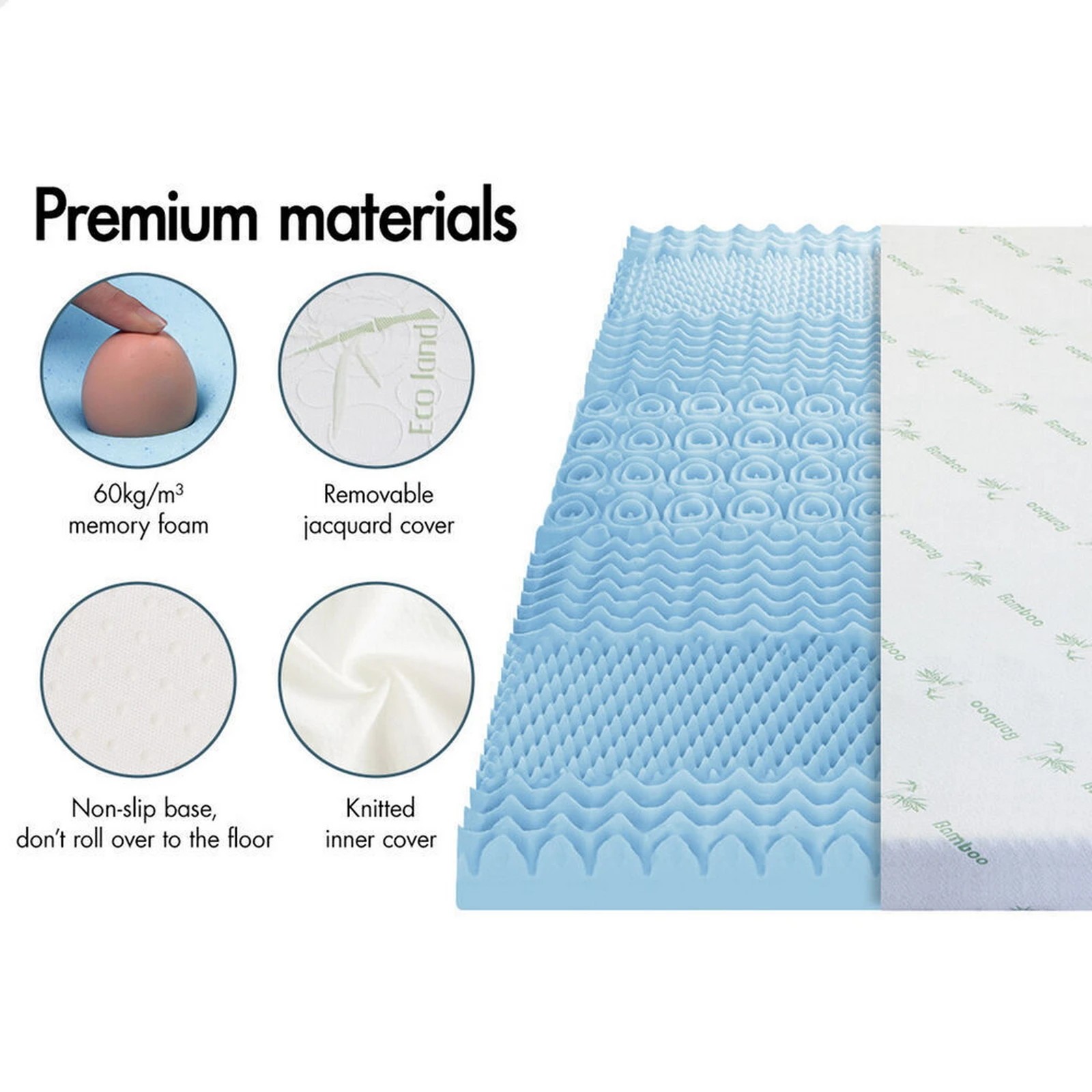 3 Starry Eucalypt Memory Foam Mattress Topper 7-Zone 10cm - King Single Bed, 3 of 10