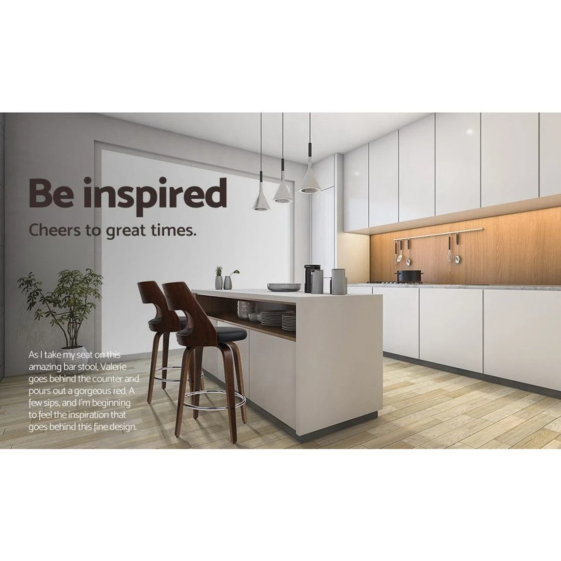 3 Artiss 4x Bar Stools Swivel Leather Chair 76cm - Black, 3 of 6