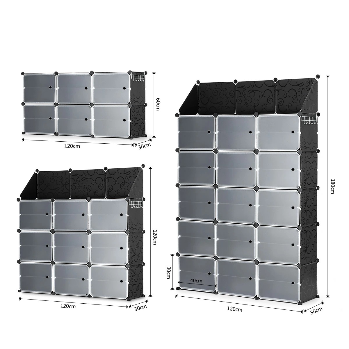 1 Ausway 60 Pairs Stackable Shoe Storage Box Organiser Cube DIY Shoe Cabinet Rack Shelf 30 Tier Black, 1 of 5