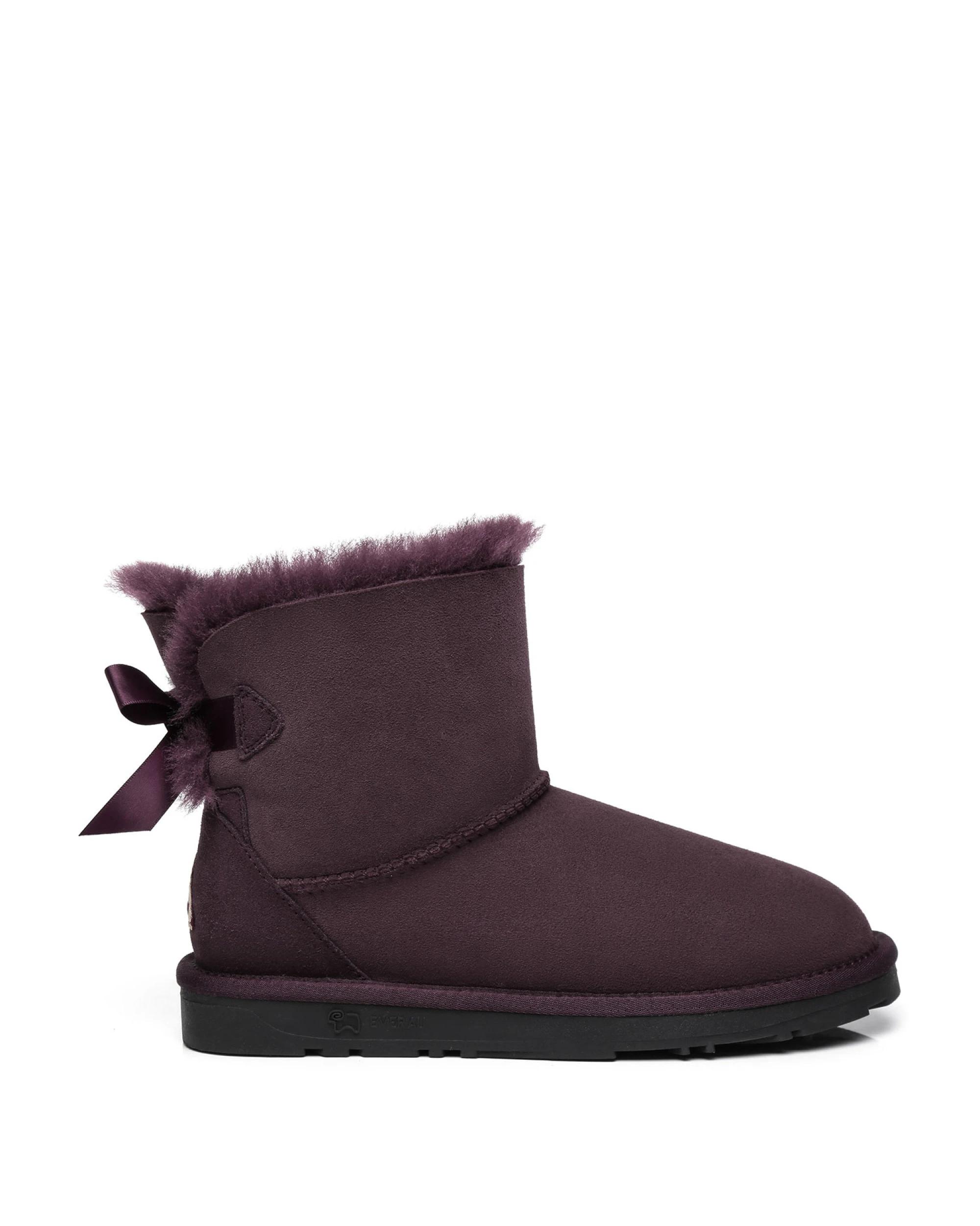 1 Everau Womens Mini Back Bow UGG Boots RAISIN, 1 of 5