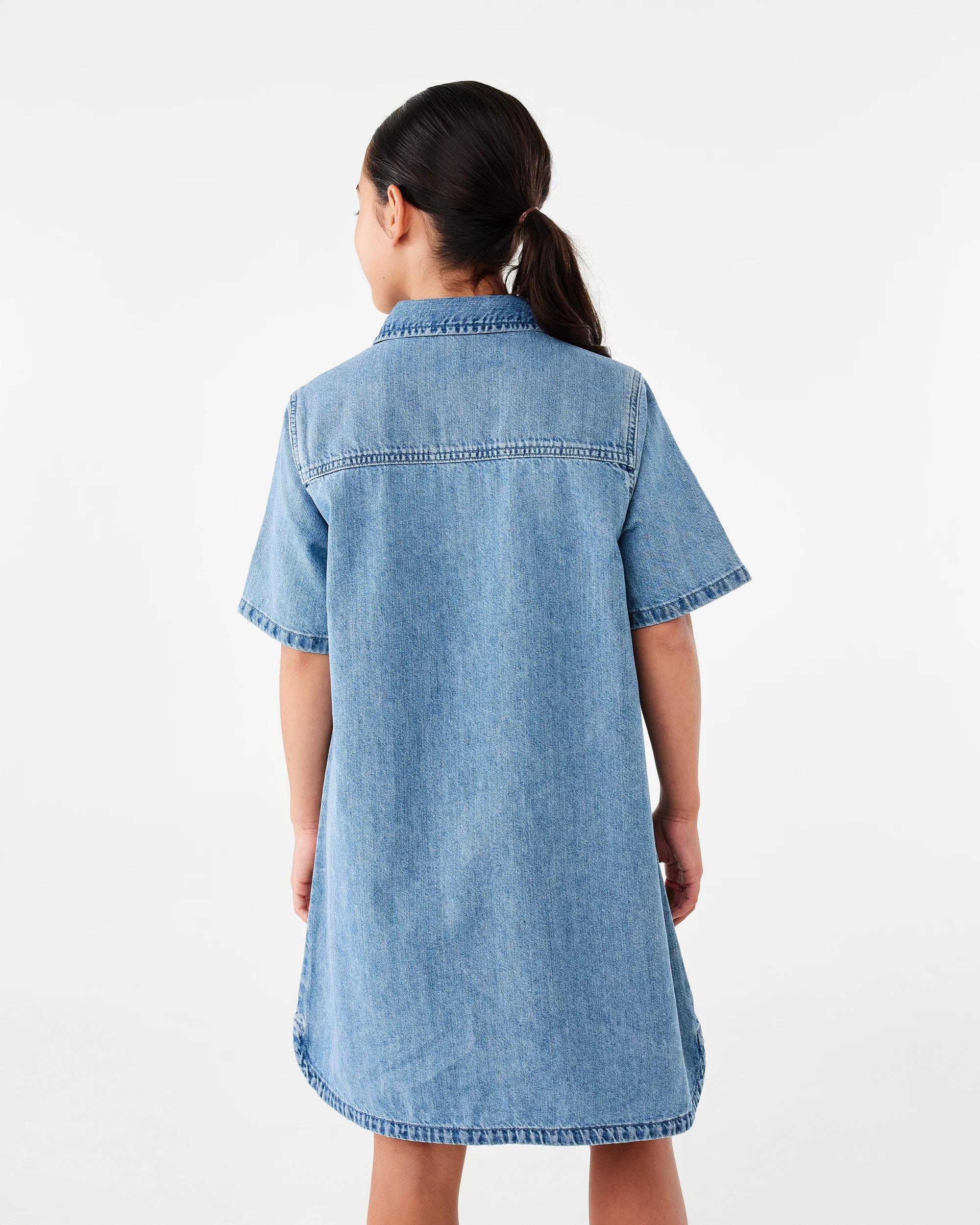 2 Denim Shirt Dress Mid Denim, 2 of 7