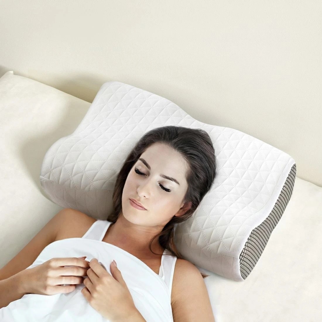 3 Giselle Memory Foam Pillow Contour Neck - White, 3 of 5