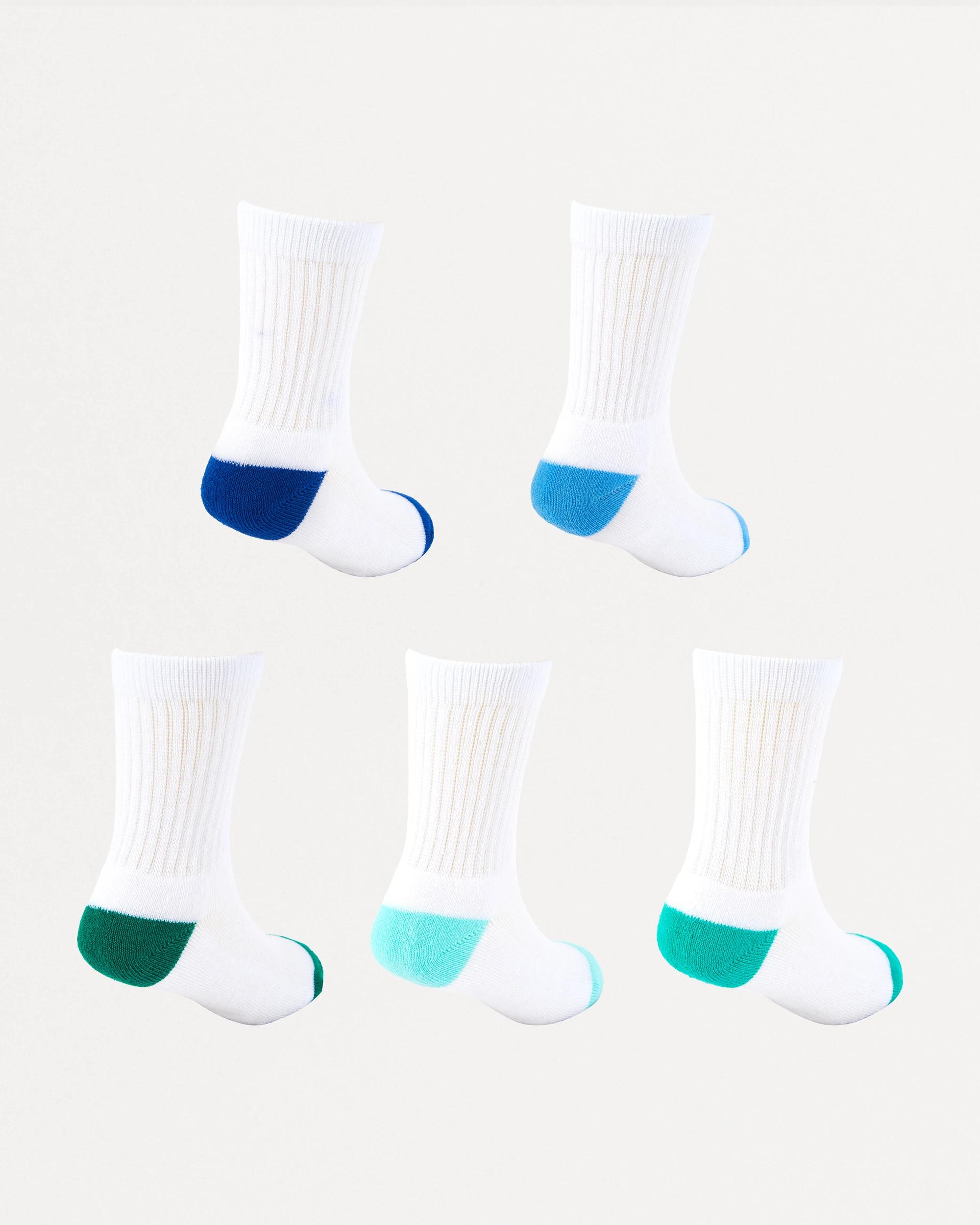 2 5 Pack Active Kids Crew Socks Wht Solid, 2 of 3