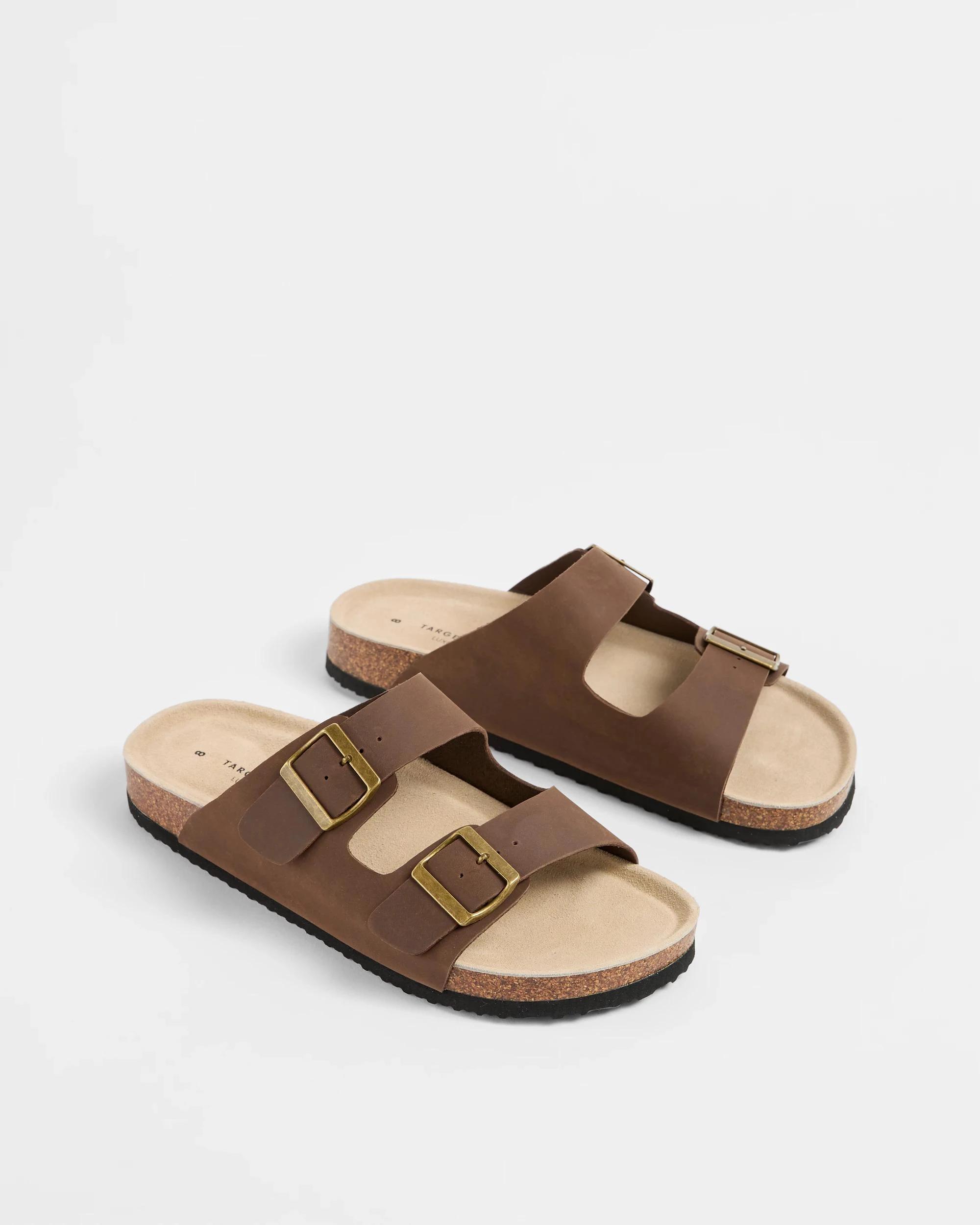 3 Target Man Mens Full Grain Leather Moulded Cork Sandal BROWN, 3 of 4