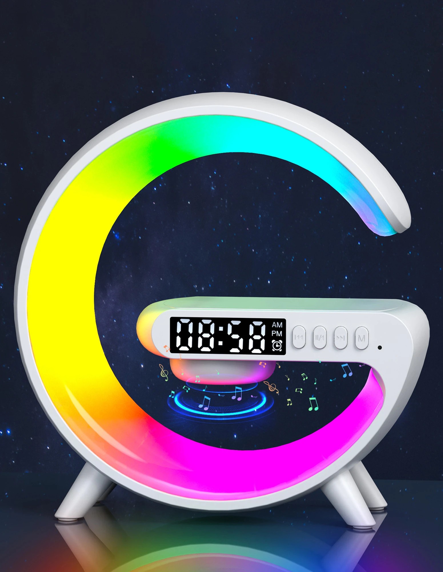 3 Charge Logic Wireless Charging RGB Clock Radio - White, 3 of 5