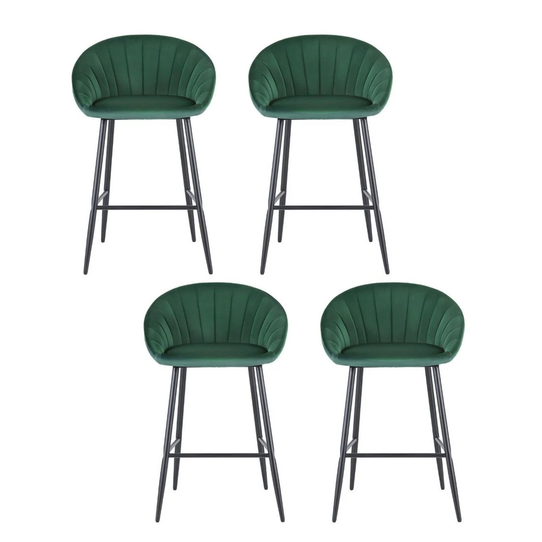 3 Artiss 4x Bar Stools Kitchen Dining Chair Counter Stool Tub Velvet Metal - Green, 3 of 6