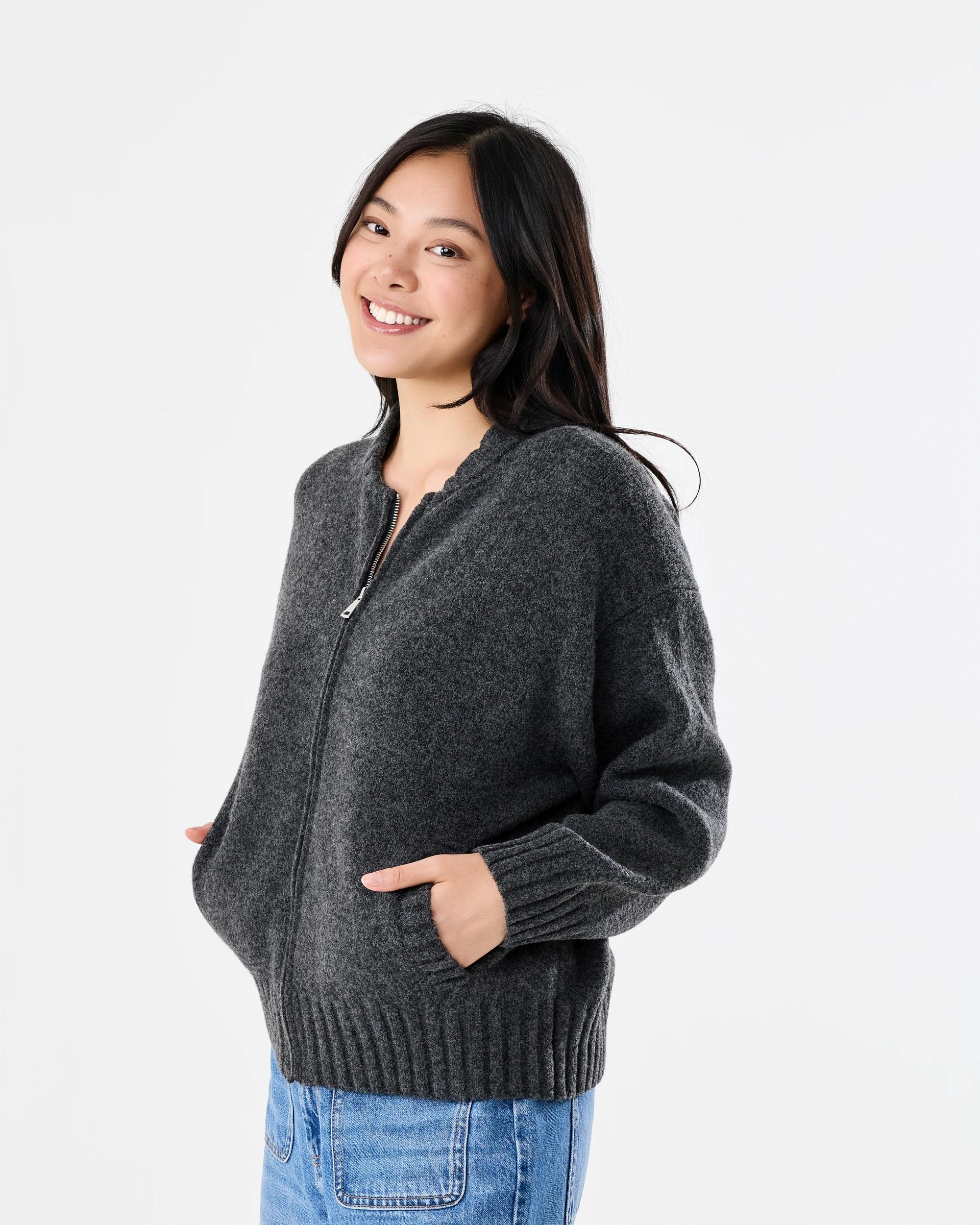 2 Knit Bomber Gry Chmrle, 2 of 6
