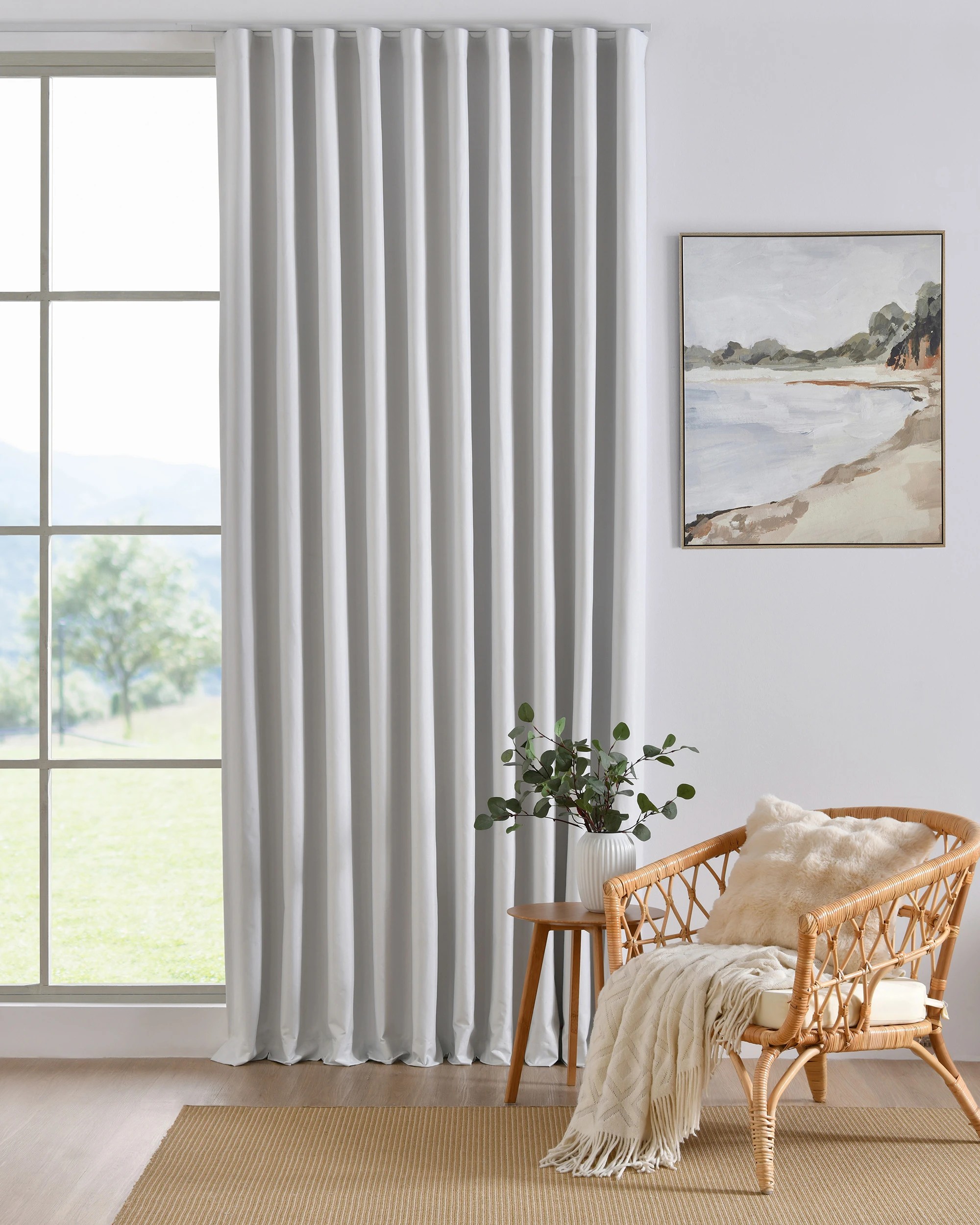 1 Sherwood Alva Faux Linen Blockout S-Fold Curtain 385x280cm - Fits 220cm Track - White, 1 of 7