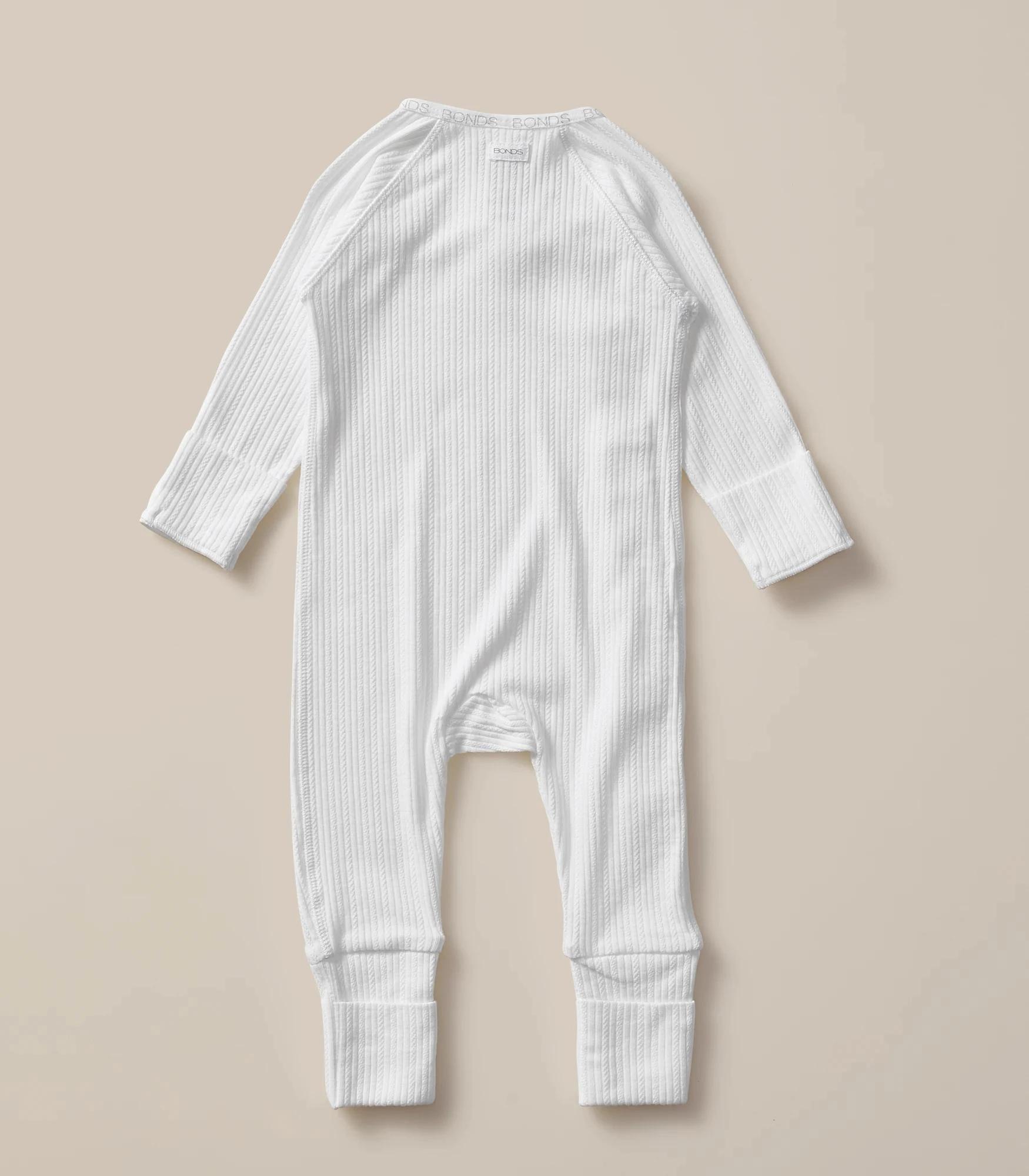 2 Bonds Baby Pointelle Cozysuit WHITE, 2 of 5