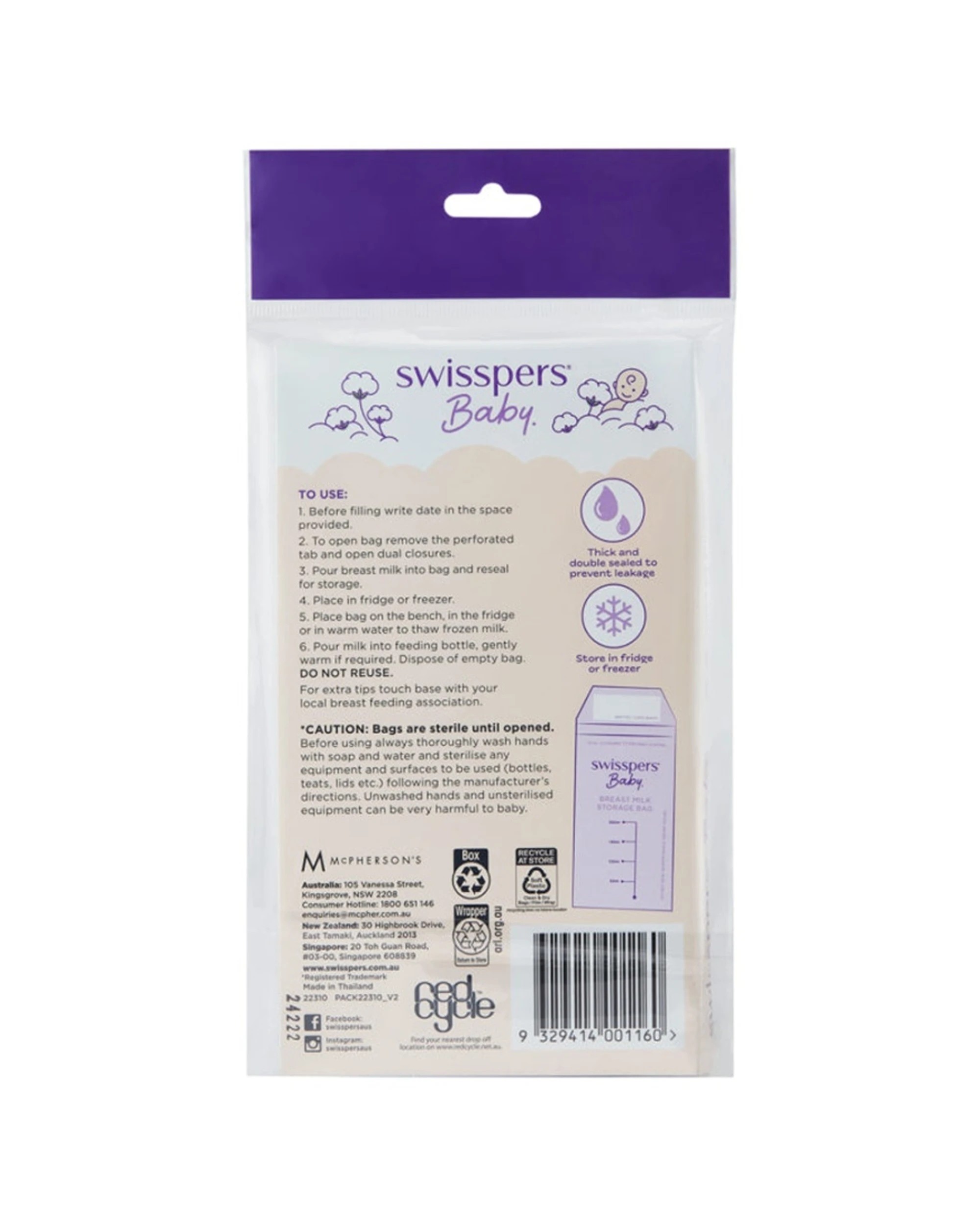 2 Swisspers Breast Milk Storage Bags - 20 Pack - Clear, 2 of 4