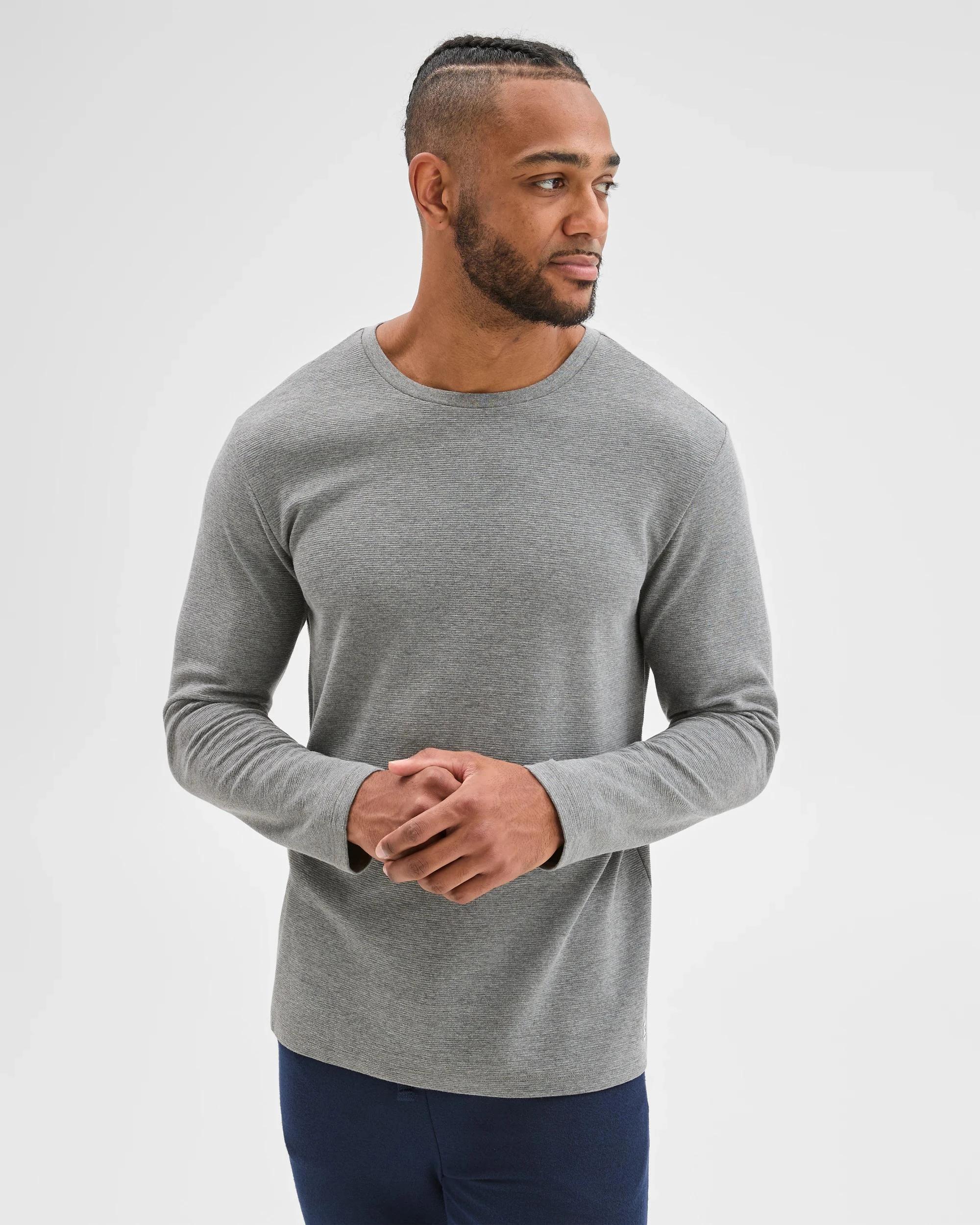 5 Maxx Australian Cotton Blend Ottoman Long Sleeve Sleep T-Shirt GREY MARLE, 5 of 5